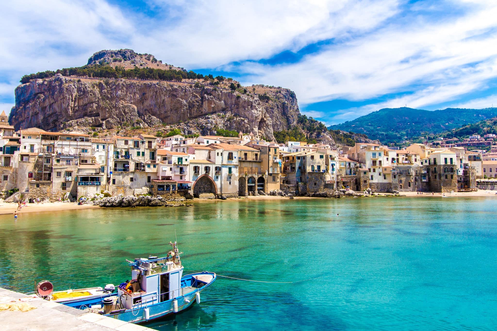 Beautiful view of cefalu, little town on the sea in Sicily, Italy