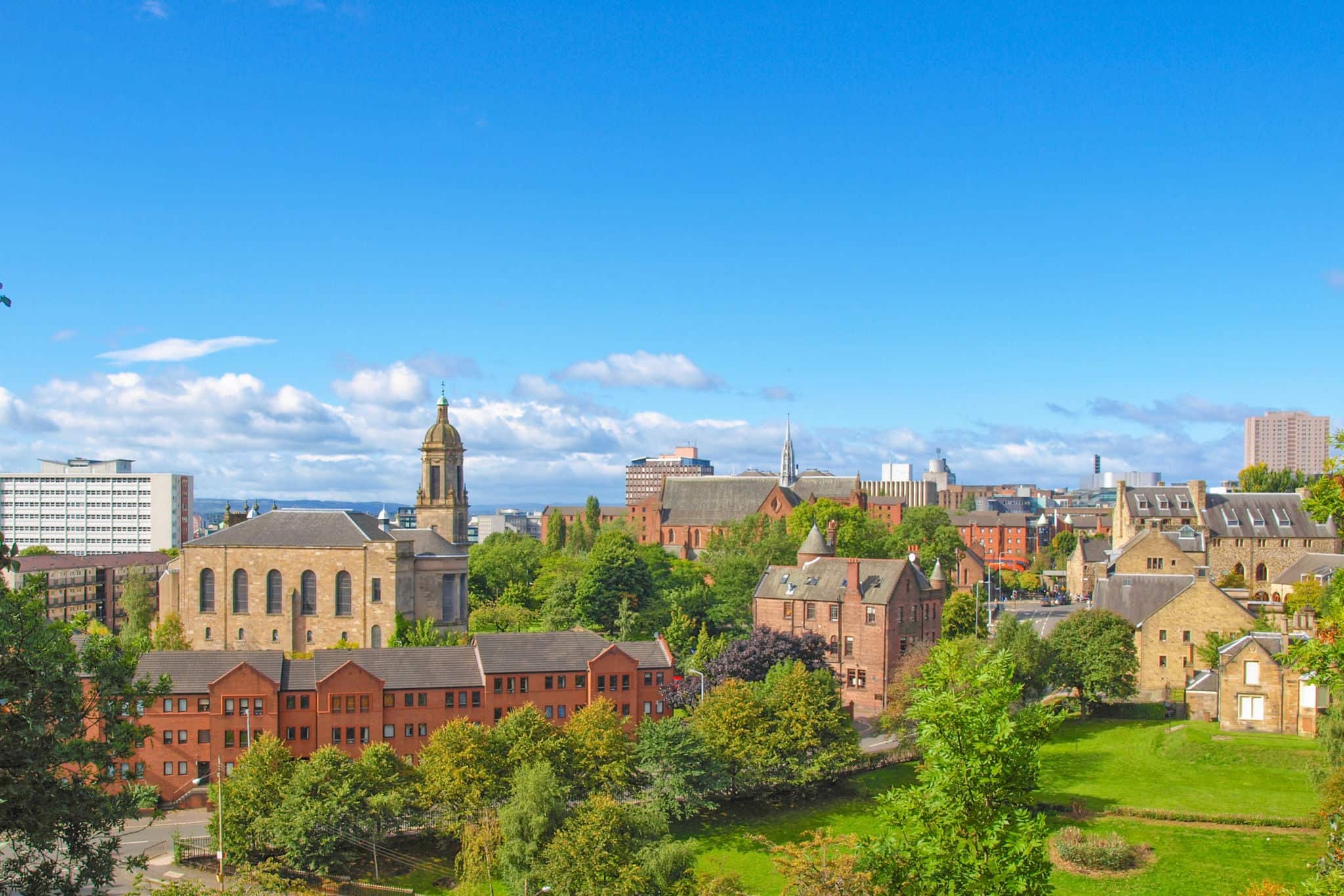 View of the city of Glasgow in Scotland