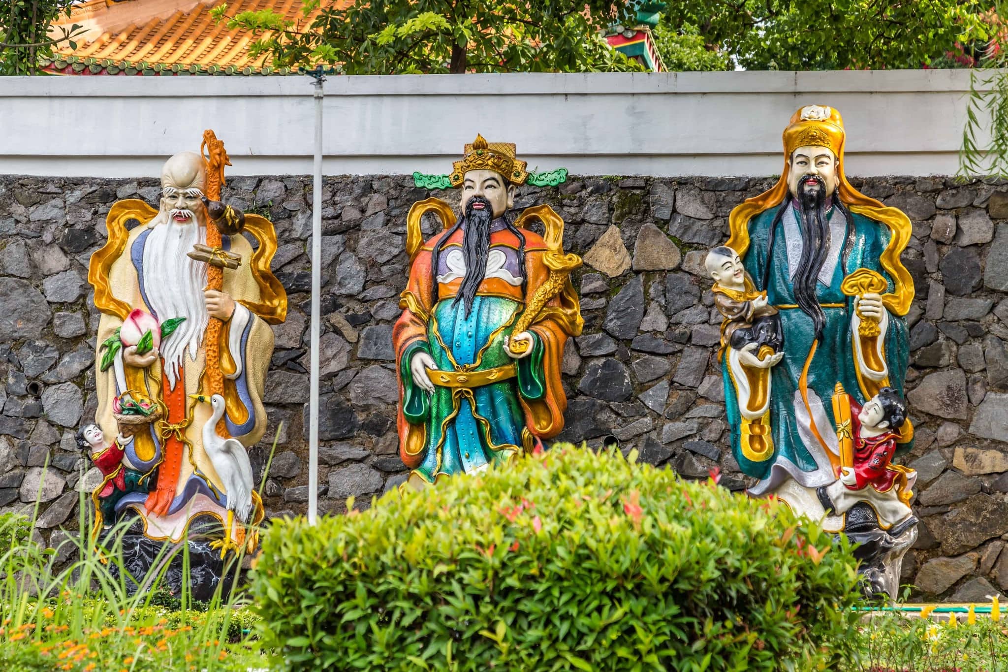Statues in Vihara Watugong  Chinese Buddhist temple in Semarang, Central Java, Indonesia