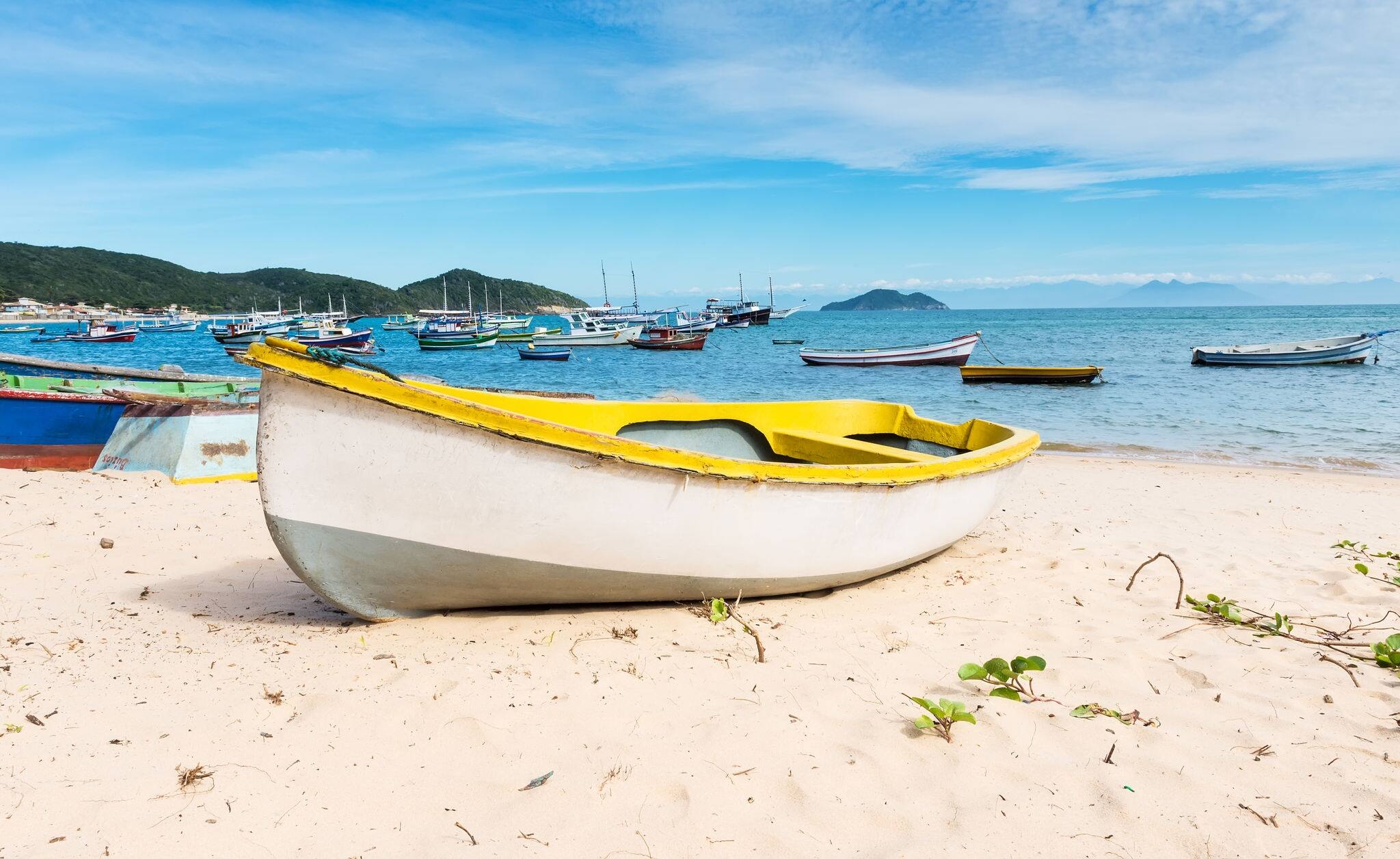 Boats on beach in Buzios, Rio de Janeiro. Brazil 
