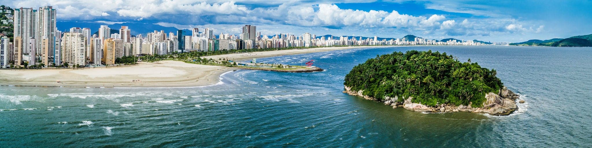 Aerial view of Santos city in Sao Paulo Brazil