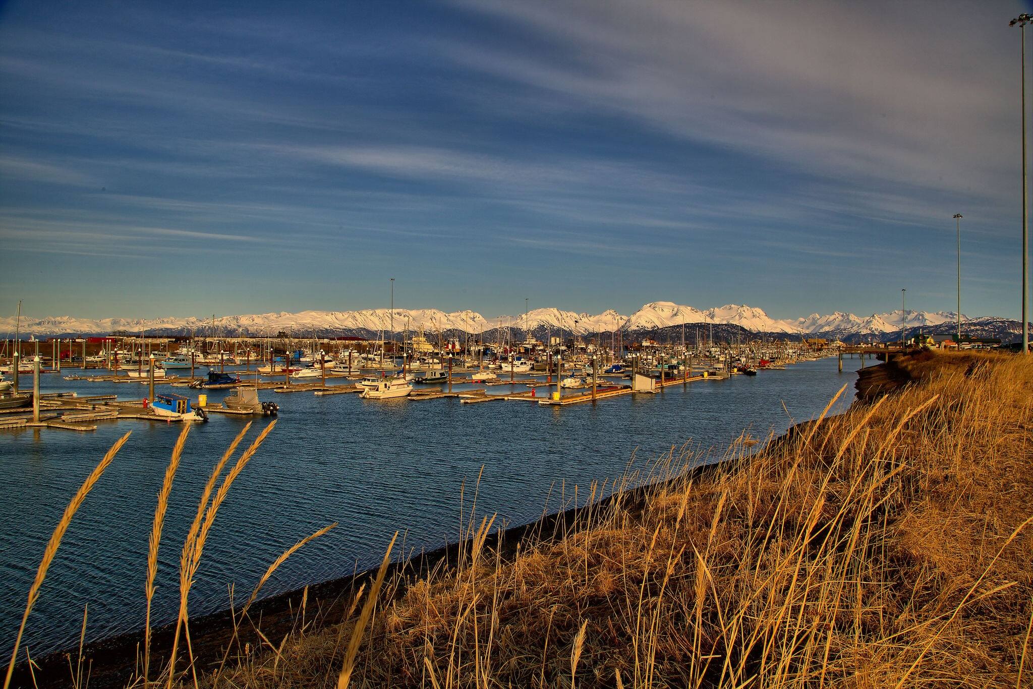 The port of Homer, Alaska, during spring time.