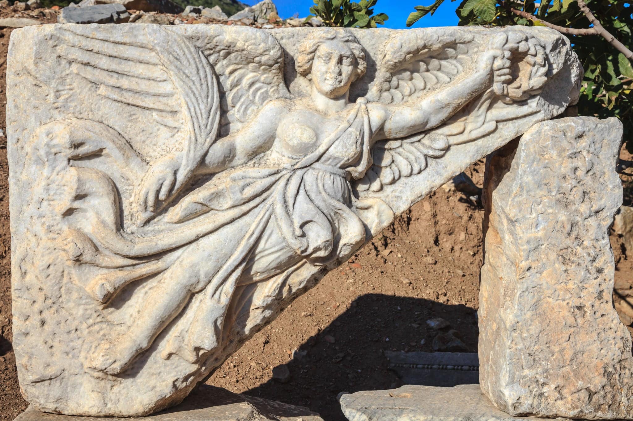 Winged goddess nike at ephesus, kusadasi, turkey