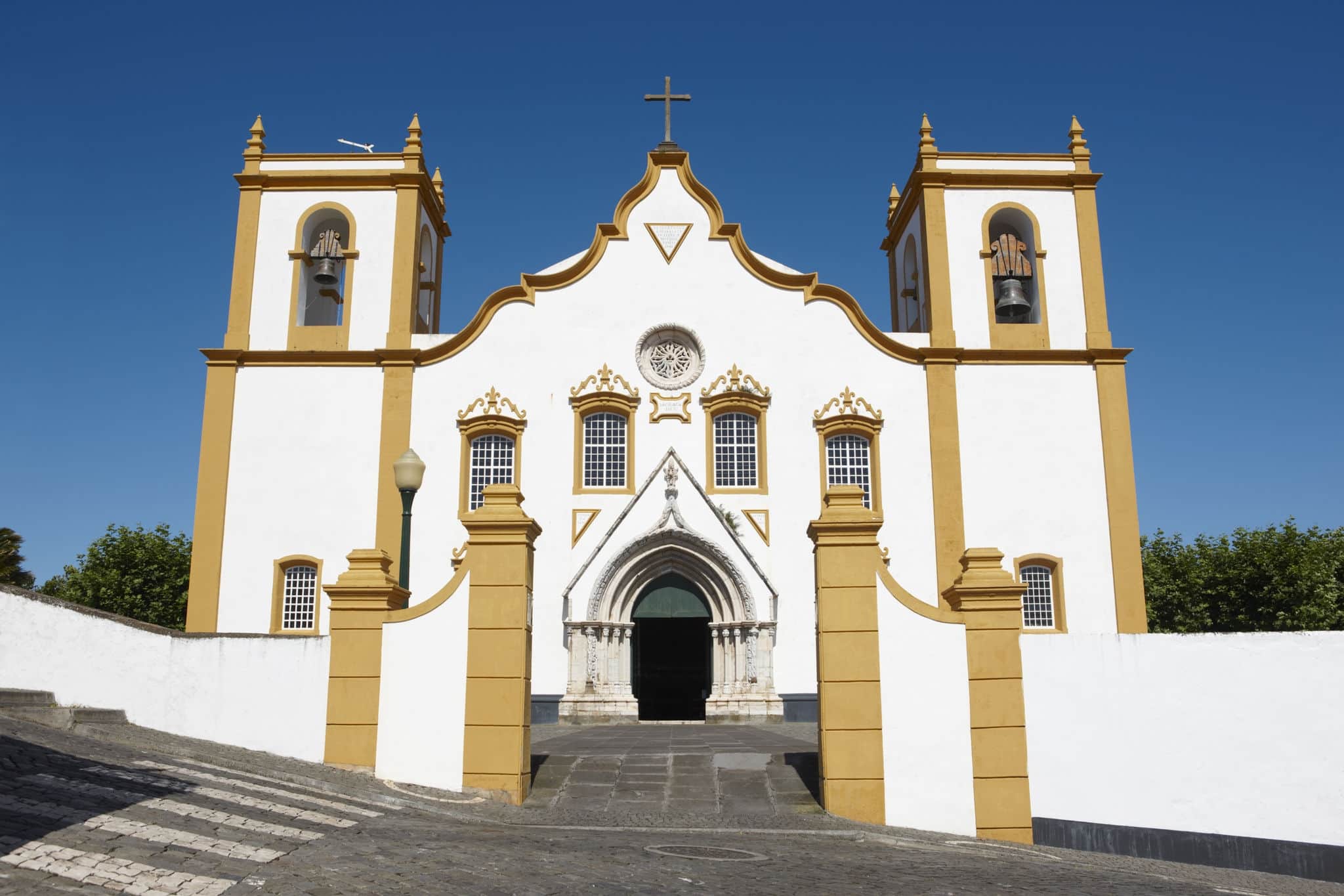 Traditional Azores church. Santa Cruz. Praia da Vitoria. Terceira. Portugal. Horizontal