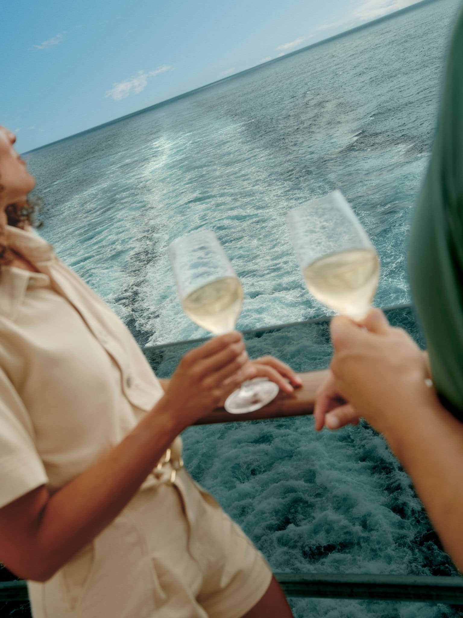 Drinks on the back of the ship. 