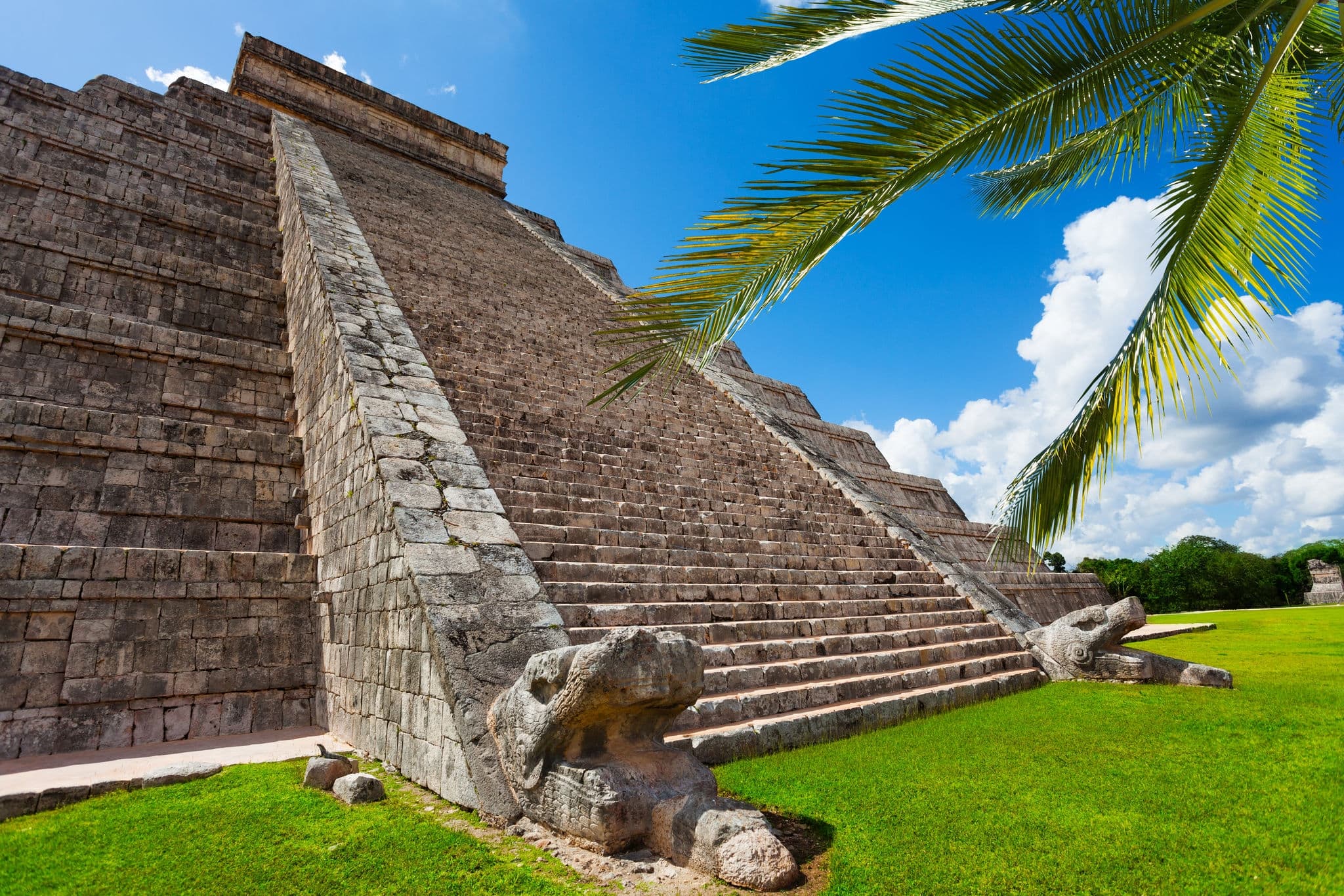 Beautiful view of Chichen Itza monument in Mexico during summer