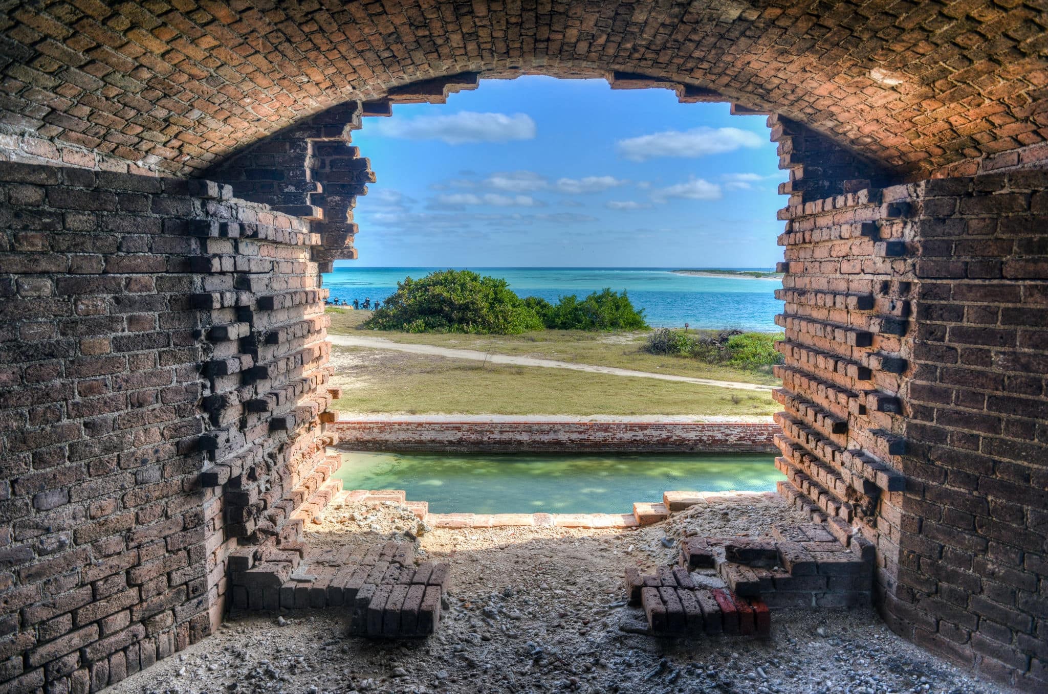 Window to the ocean at Fort Jefferson at the Dry Tortugas National Park outside Key West, Florida. Fort Jefferson was built to protect one of the most strategic deepwater anchorages in North America.
