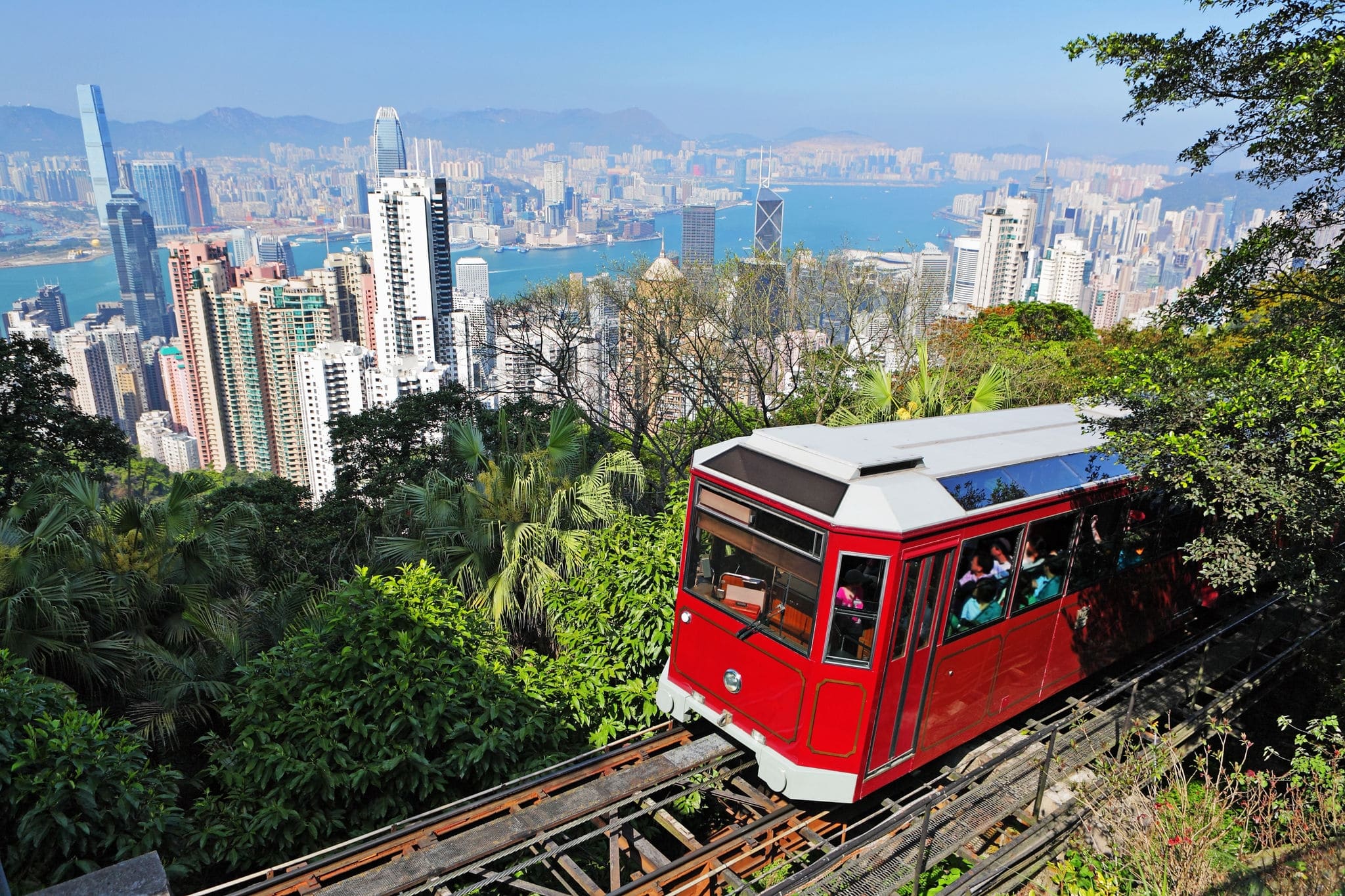 Tourist tram at the Peak, Hong Kong