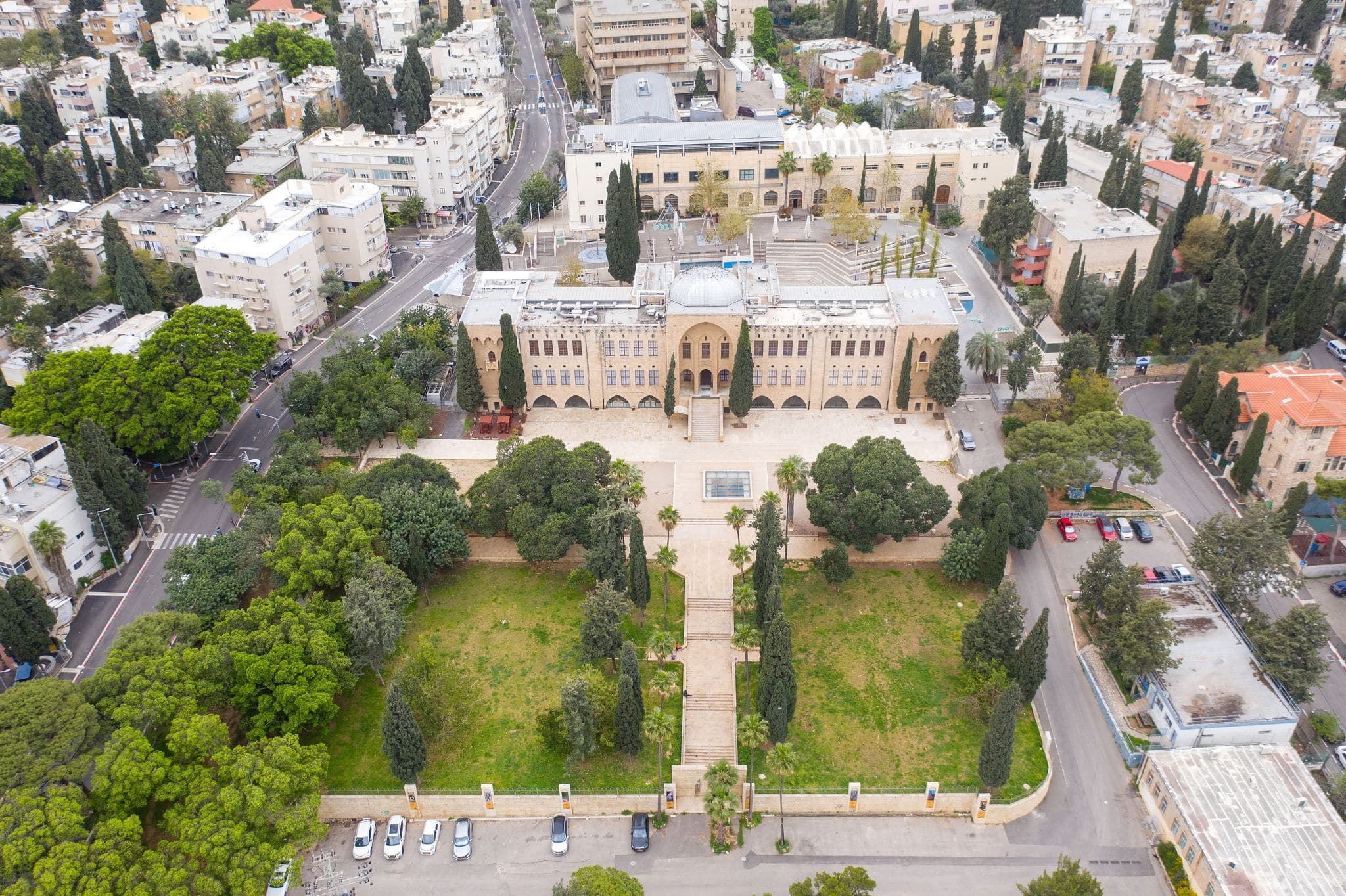 Aerial view of the Old Technion building in Haifa, Israel.