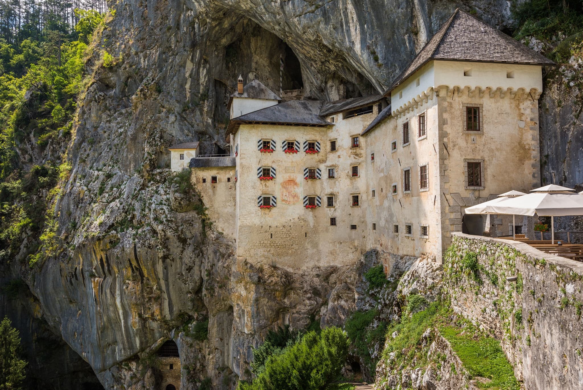 Renaissance Castle Built Inside Rocky Mountain in Predjama, Slovenia. Famous Tourist Place in Europe.