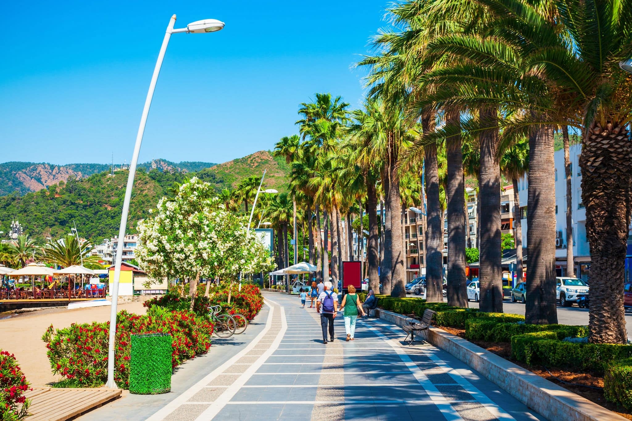 Marmaris seafront promenade in Marmaris city in Turkey