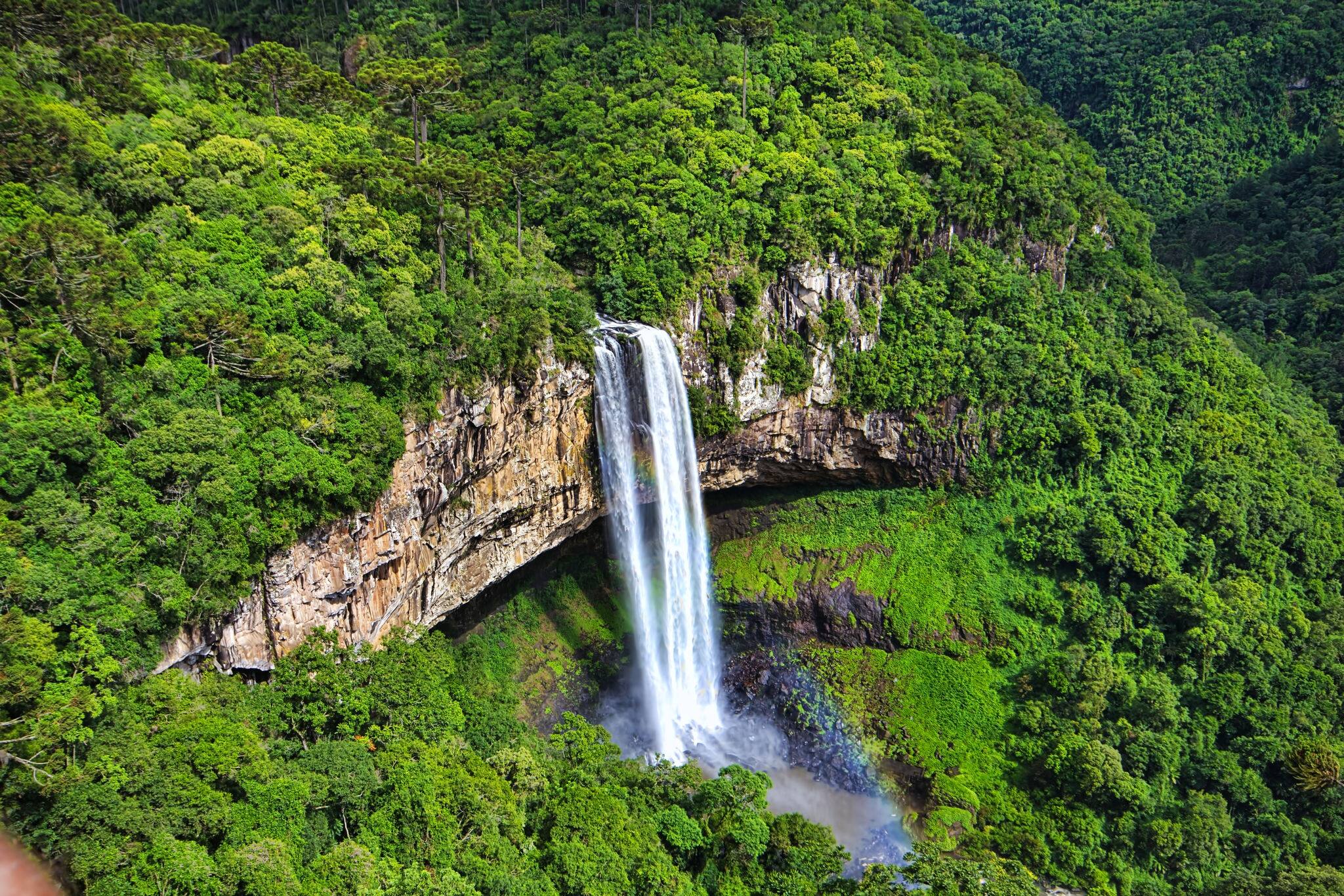 View of Caracol waterfall - Canela City, Rio Grande do Sul - Brazil 