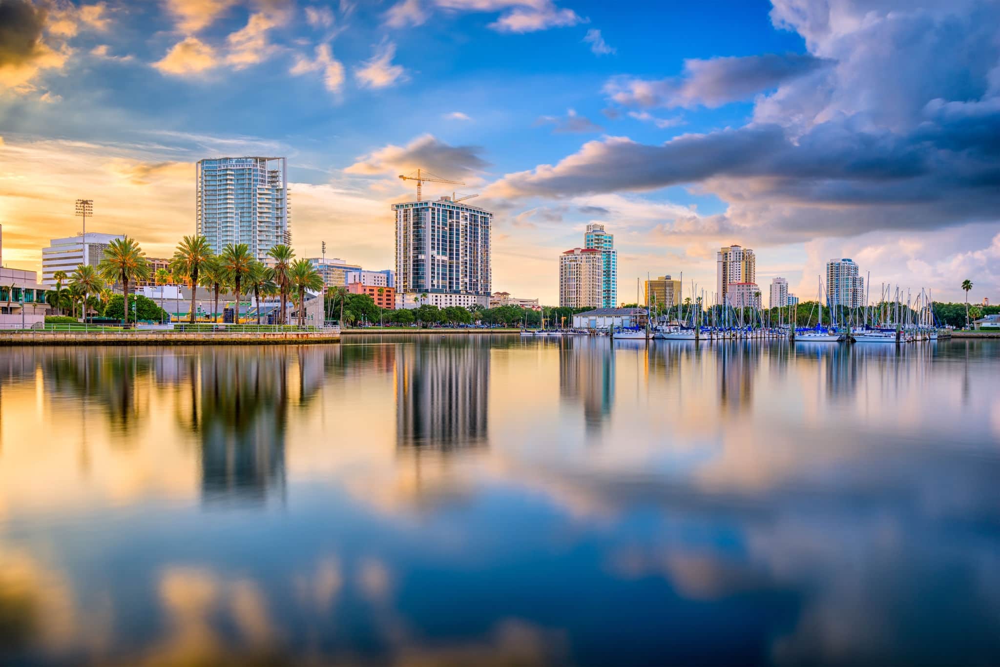 St. Petersburg, Florida, USA downtown city skyline on the bay.