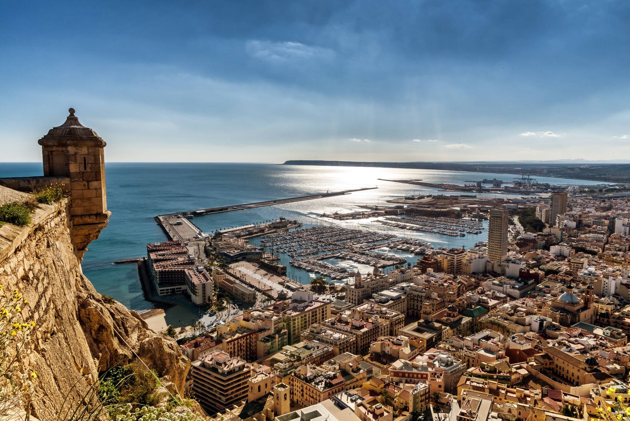 Alicante marina as seen from historic Santa Barbara Castle