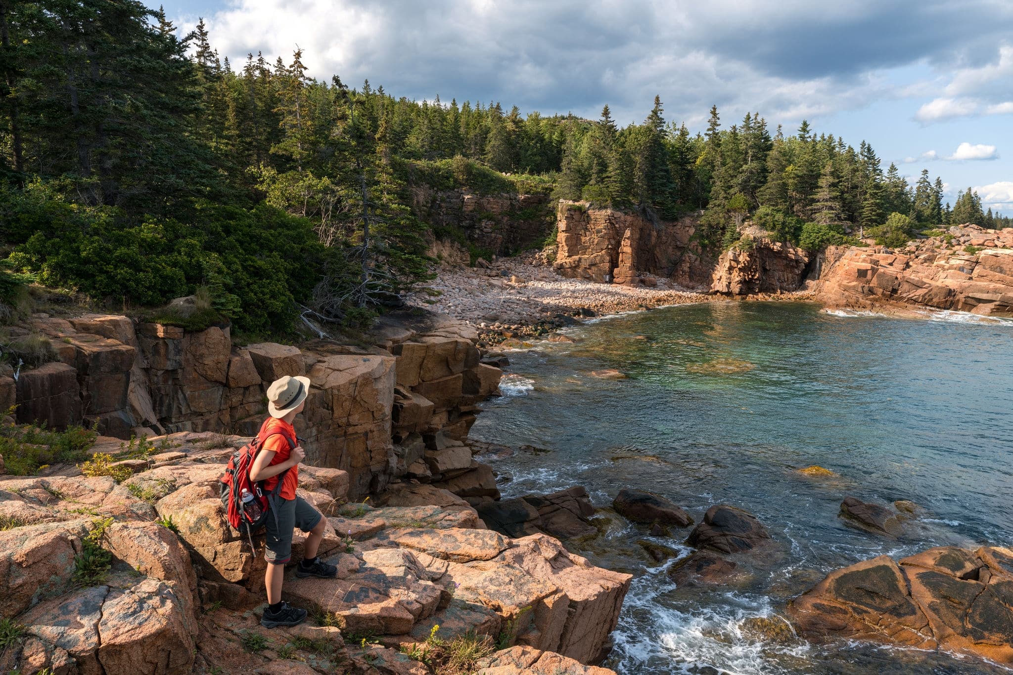 Coastal view of lighthouse in Maine