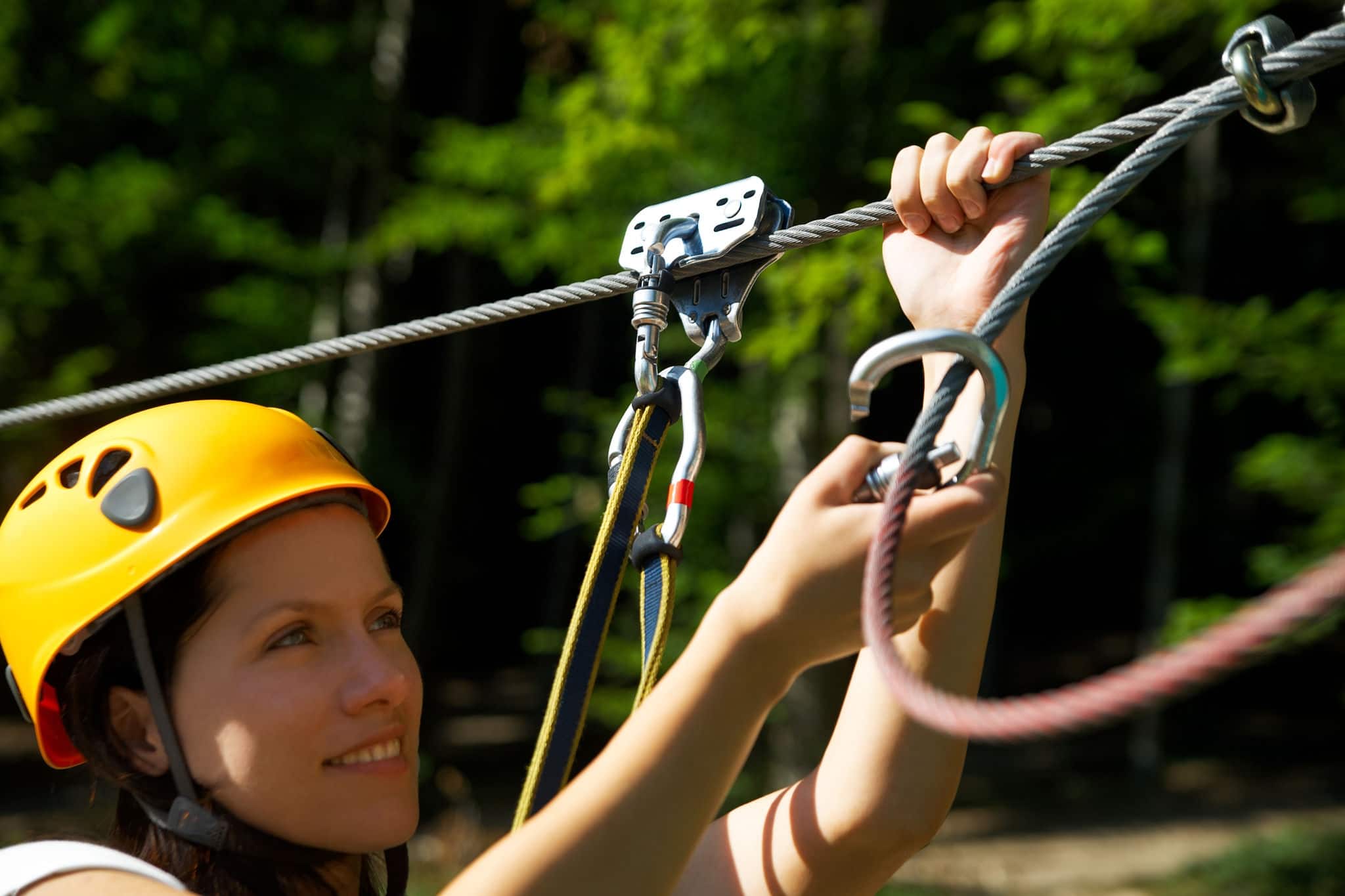 professional climbing gear with helmet pulley and carabiner