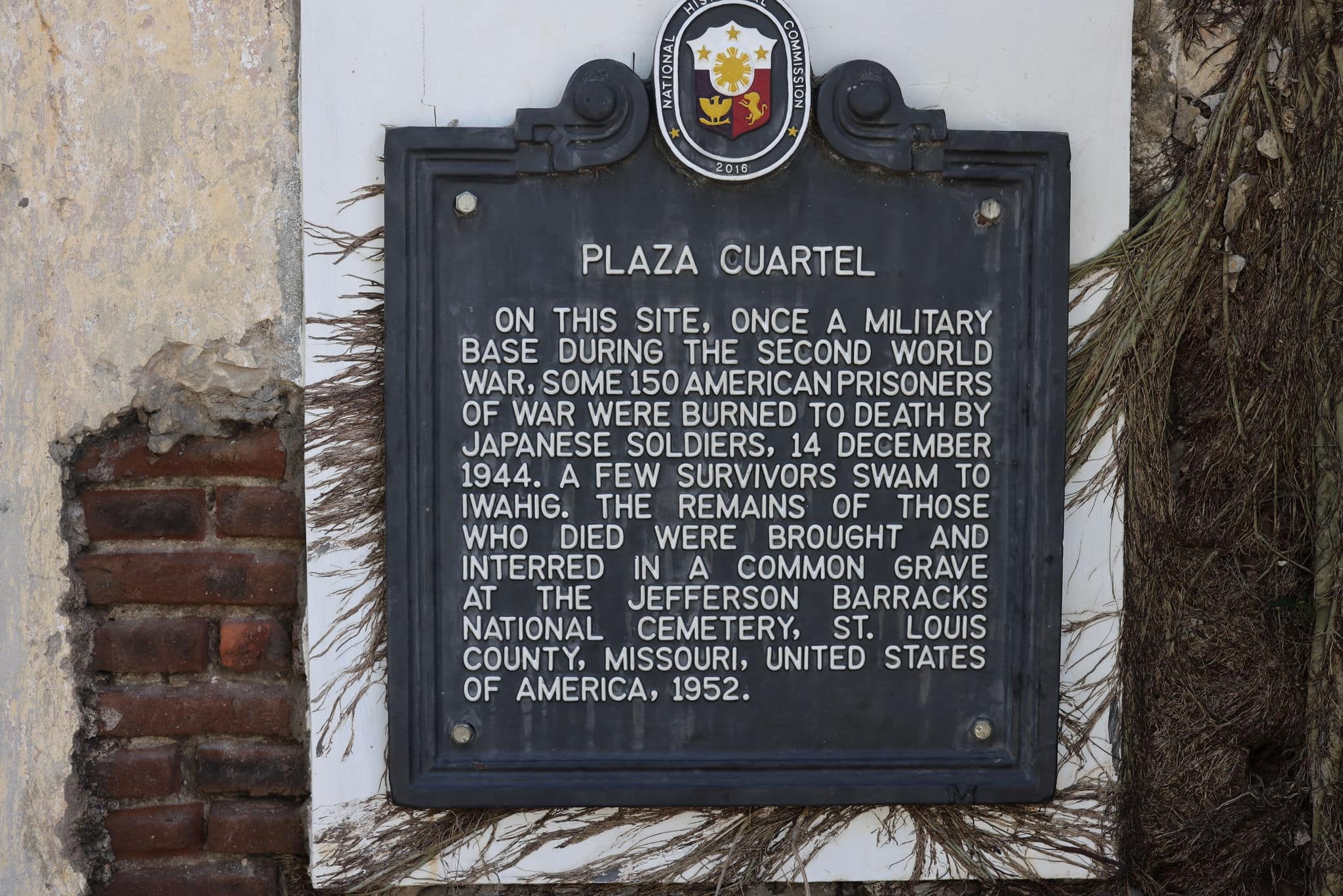 Plaza cuartel military base WW2 sign in palawan on April 4, 2024