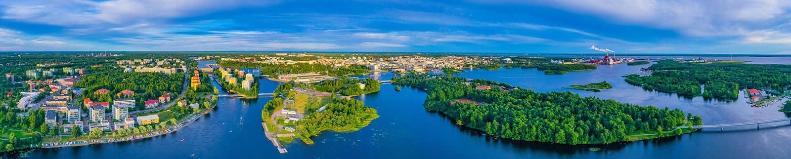 Panorama view of Finnish town Oulu.