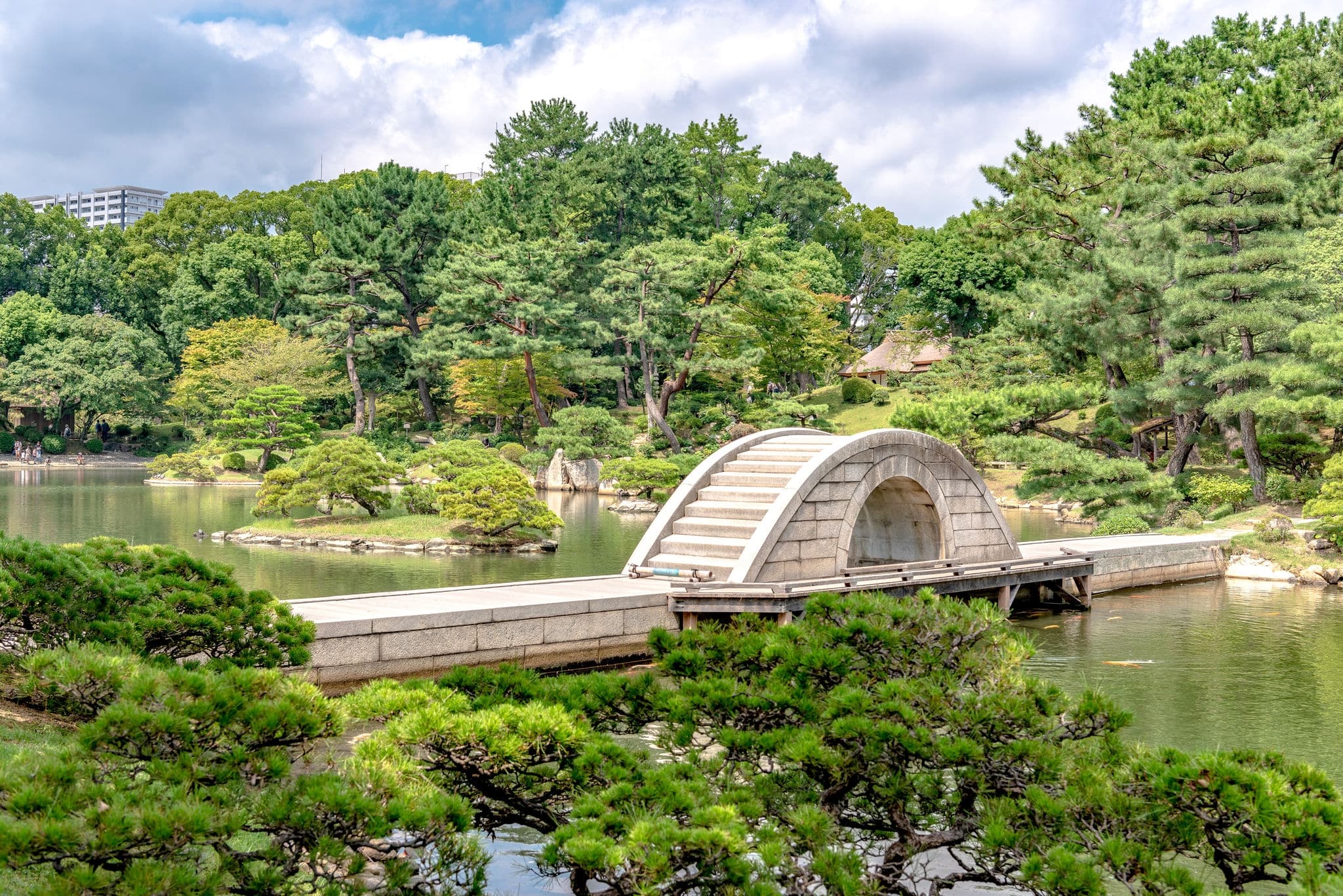 Rainbow bridge of the Shukkeien Garden in Hiroshima, Japan