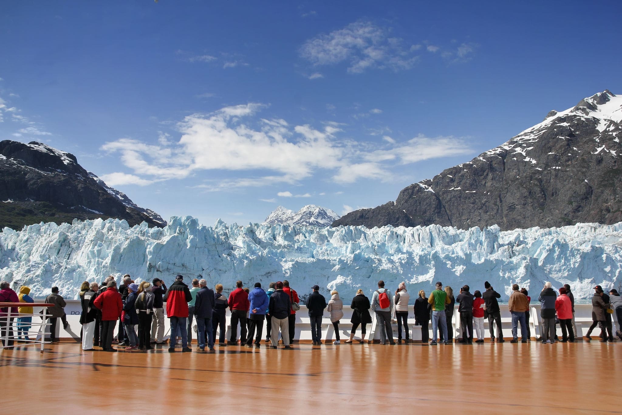 Cruise passengers watching Margerie Glacier,  Alaska, USA