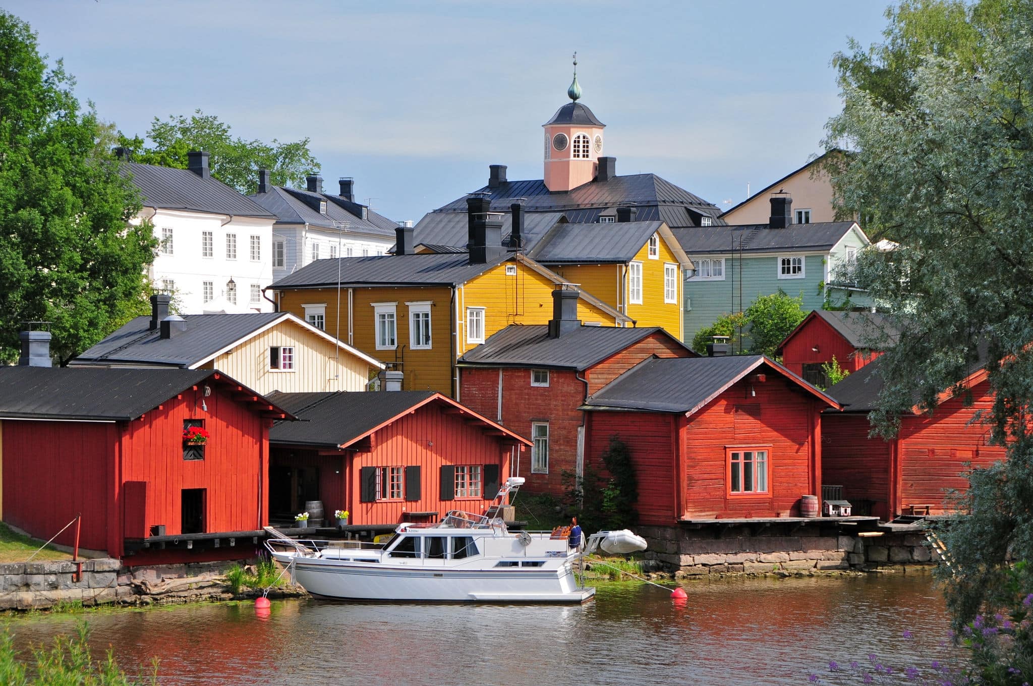 The most known part of Porvoo old town is the warehouses above river Porvoonjoki, Finland
