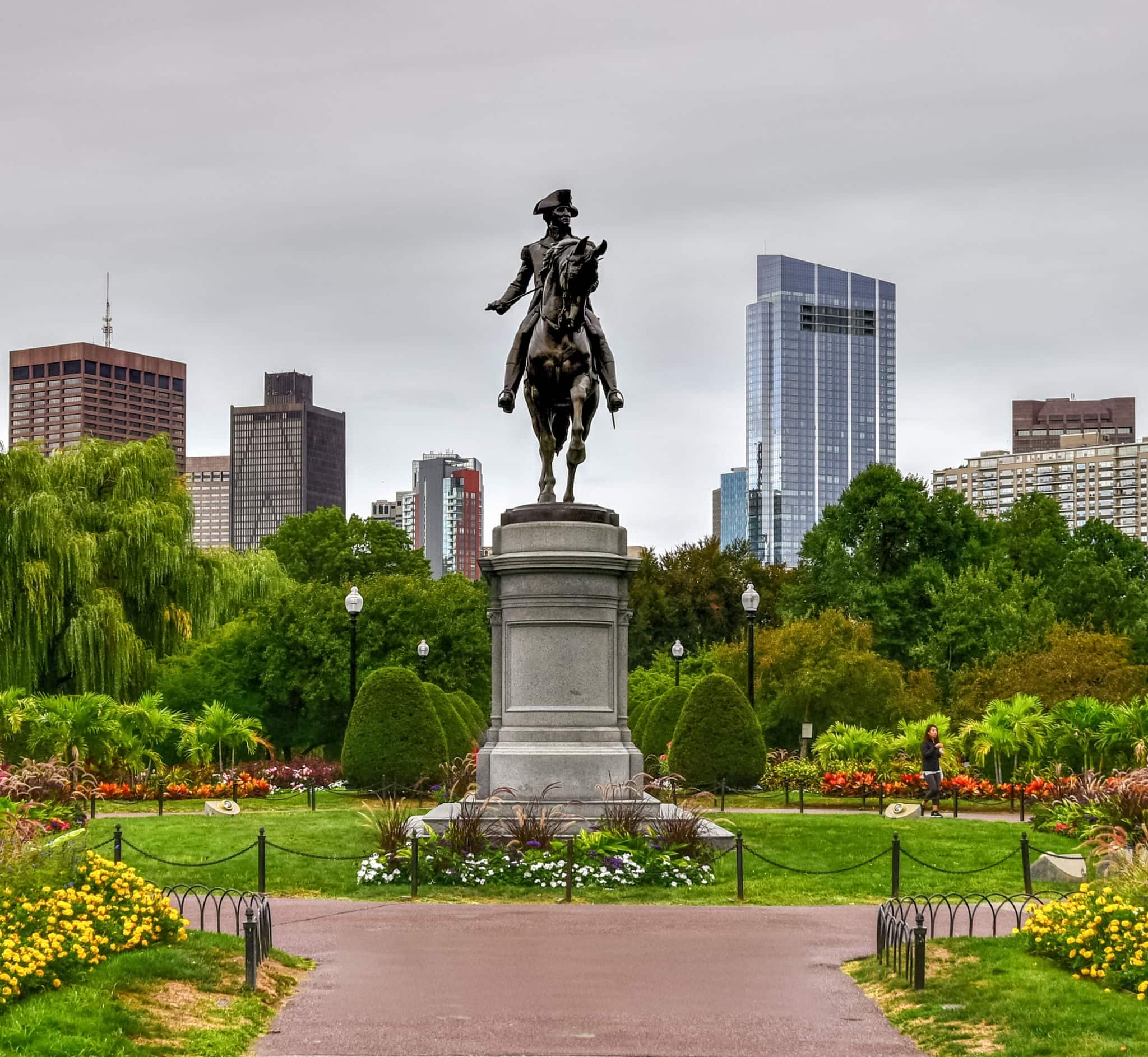 Boston, Massachusetts - September 5, 2016: George Washington Equestrian Statue in the Public Garden in Boston, Massachusetts.