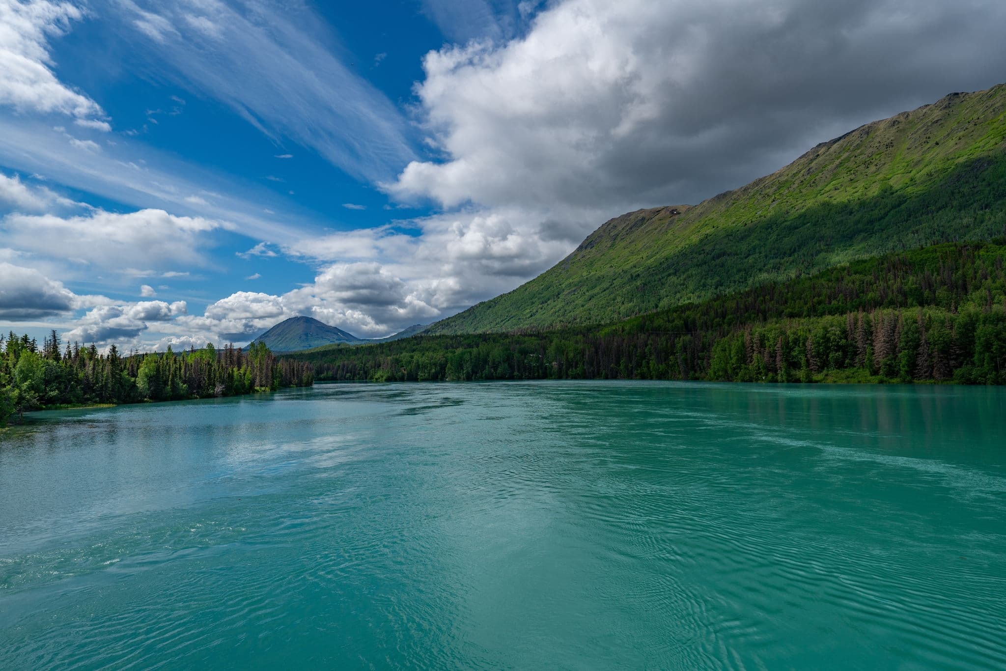 Alaska mountains, glacier, forest, view of Homer spit