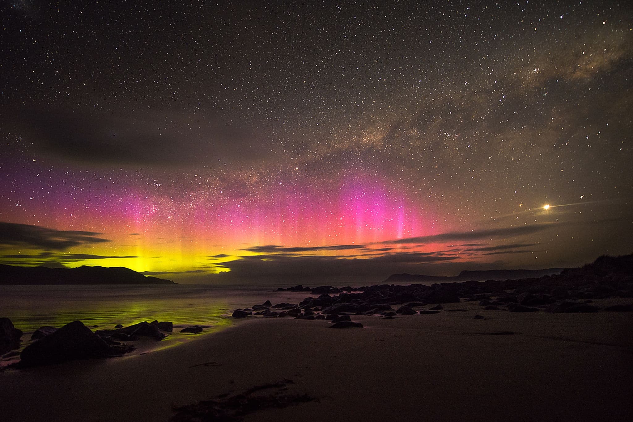 Aurora australis, Cloudy Bay, Tasmania