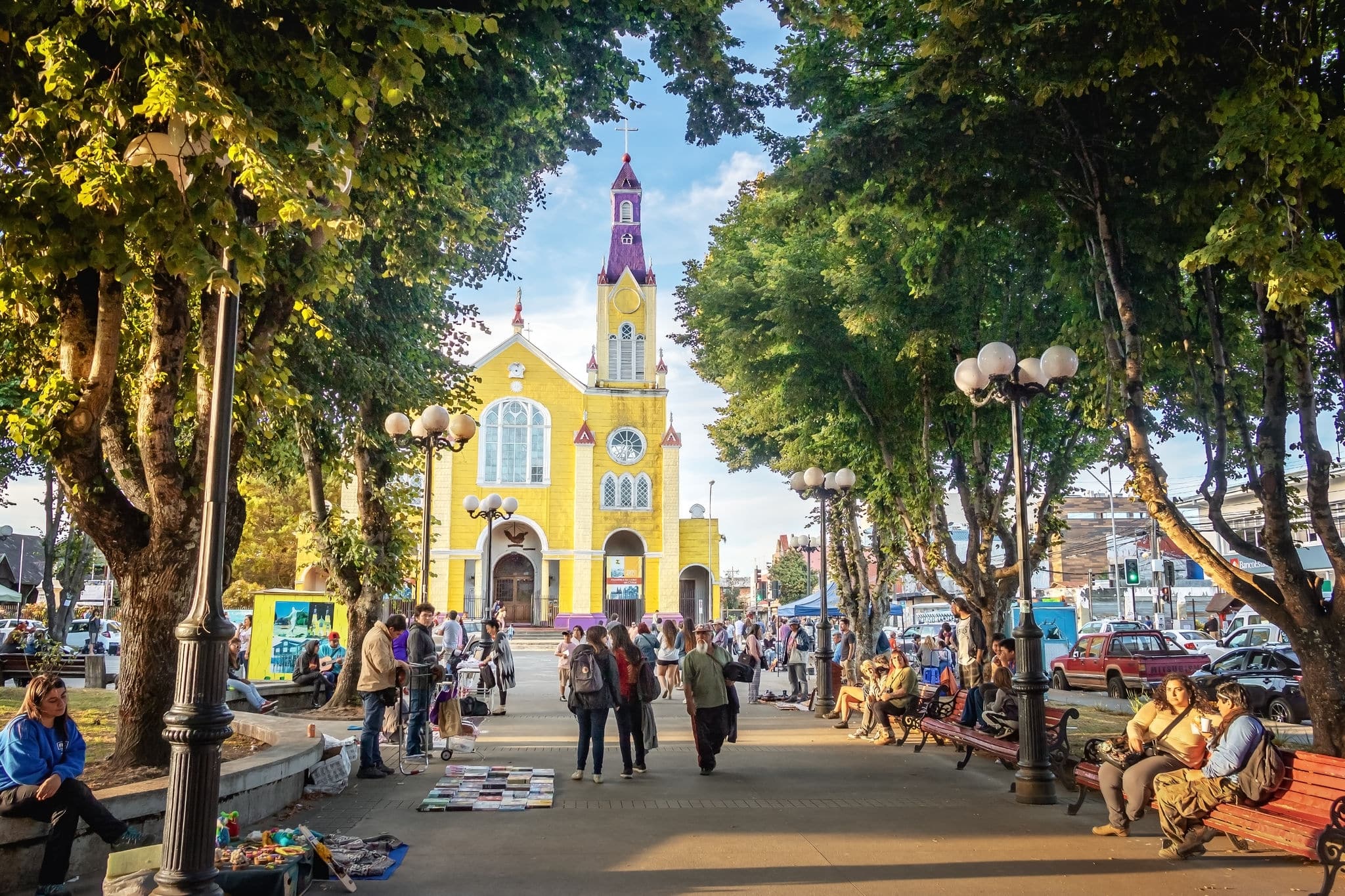 Church of San Francisco at Plaza de Armas Square - Castro, Chiloe Island, Chile