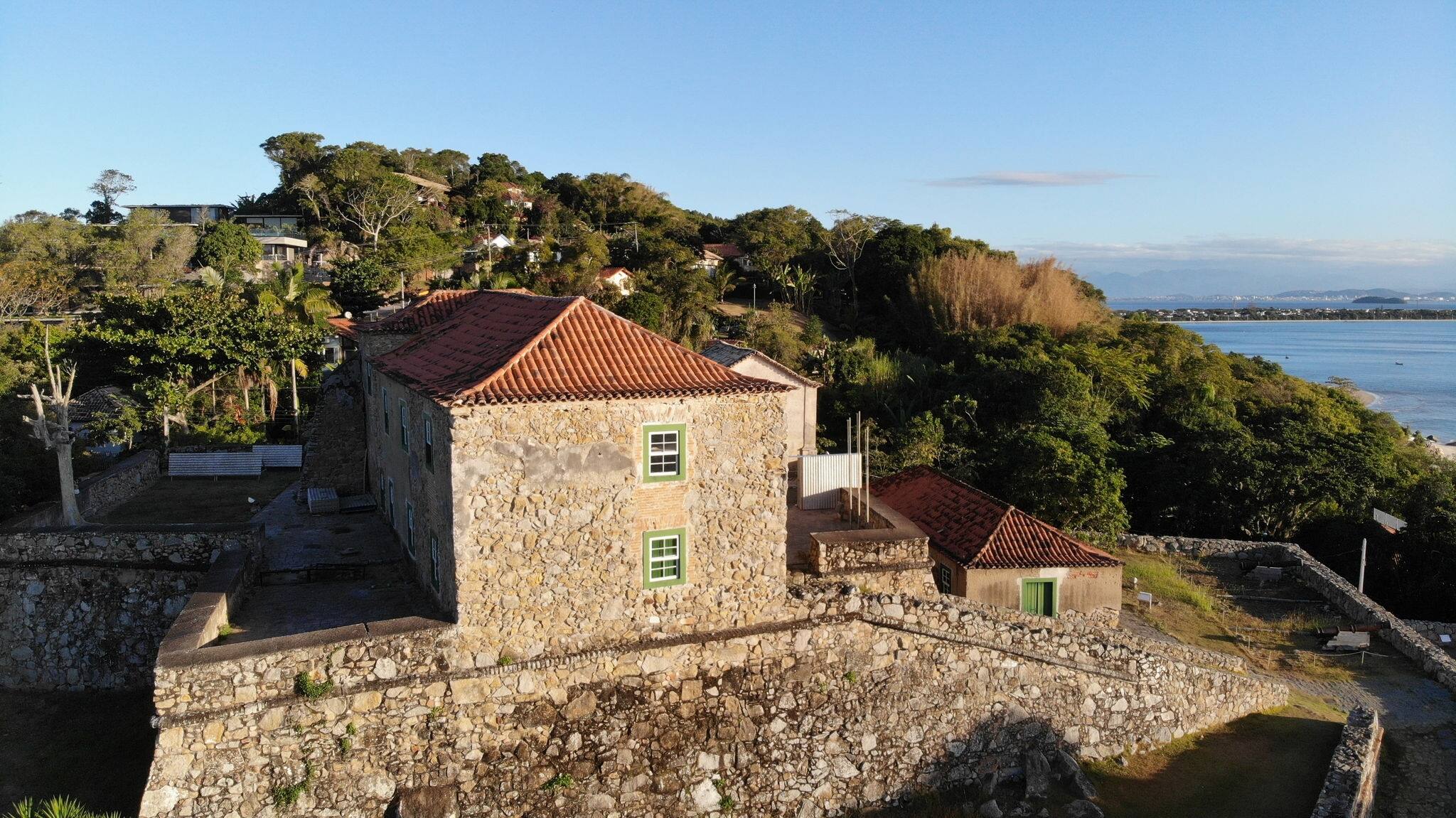 Aerial view of Forte deSão João da Ponta Grossa Florianópolis Santa Catarina Brazil