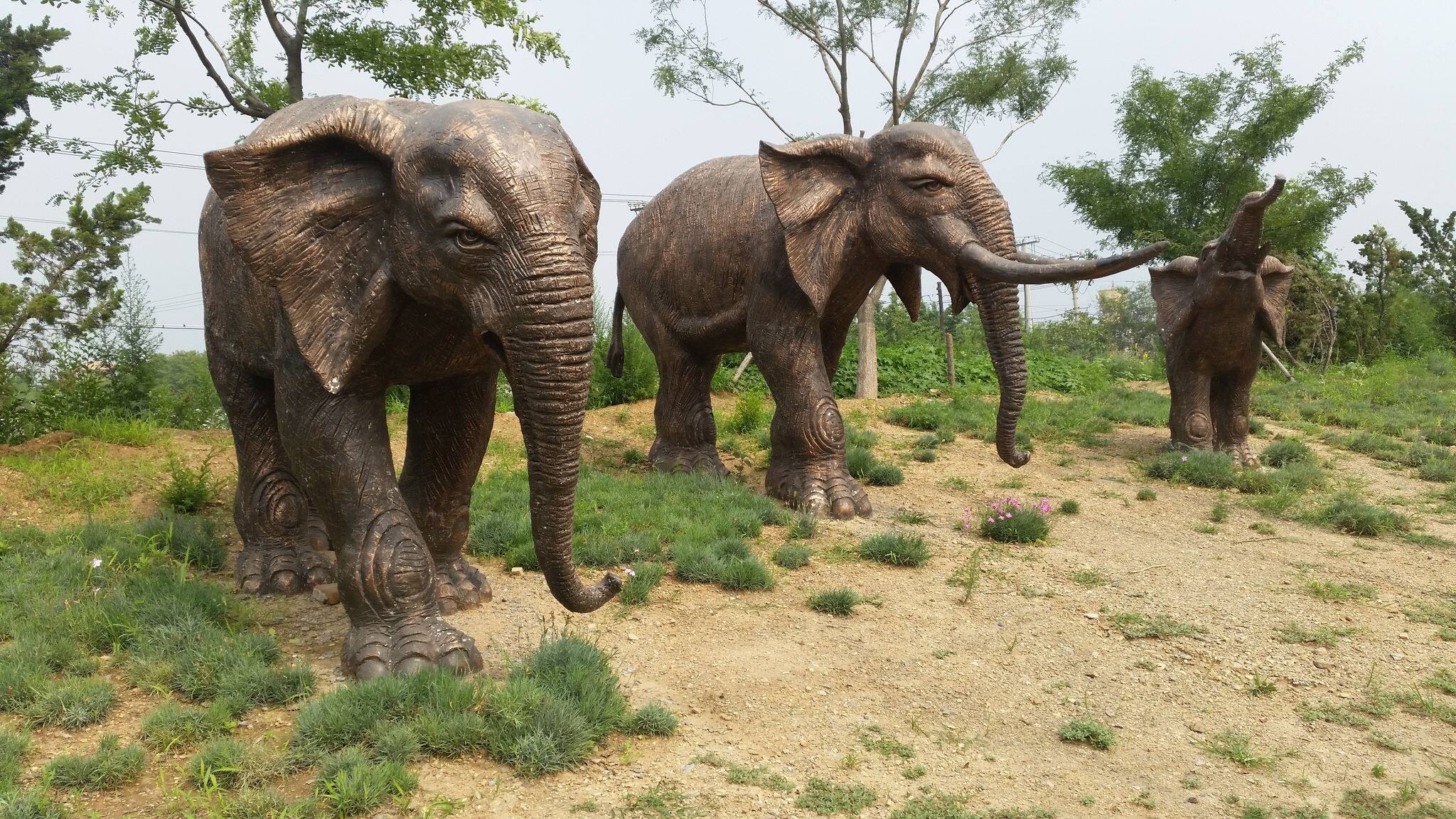 Brass elephants in Dalian, China