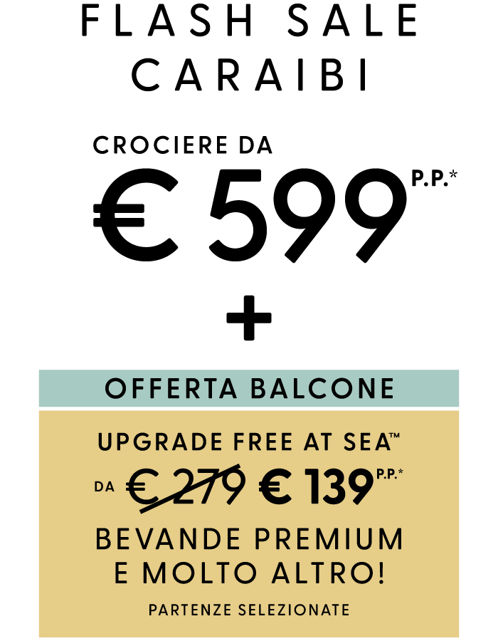 50% DI SCONTO su tutte le crociere