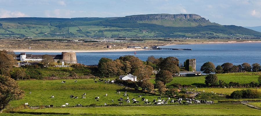 Inishowen Peninsula in countryside of Greencastle, Ireland.
