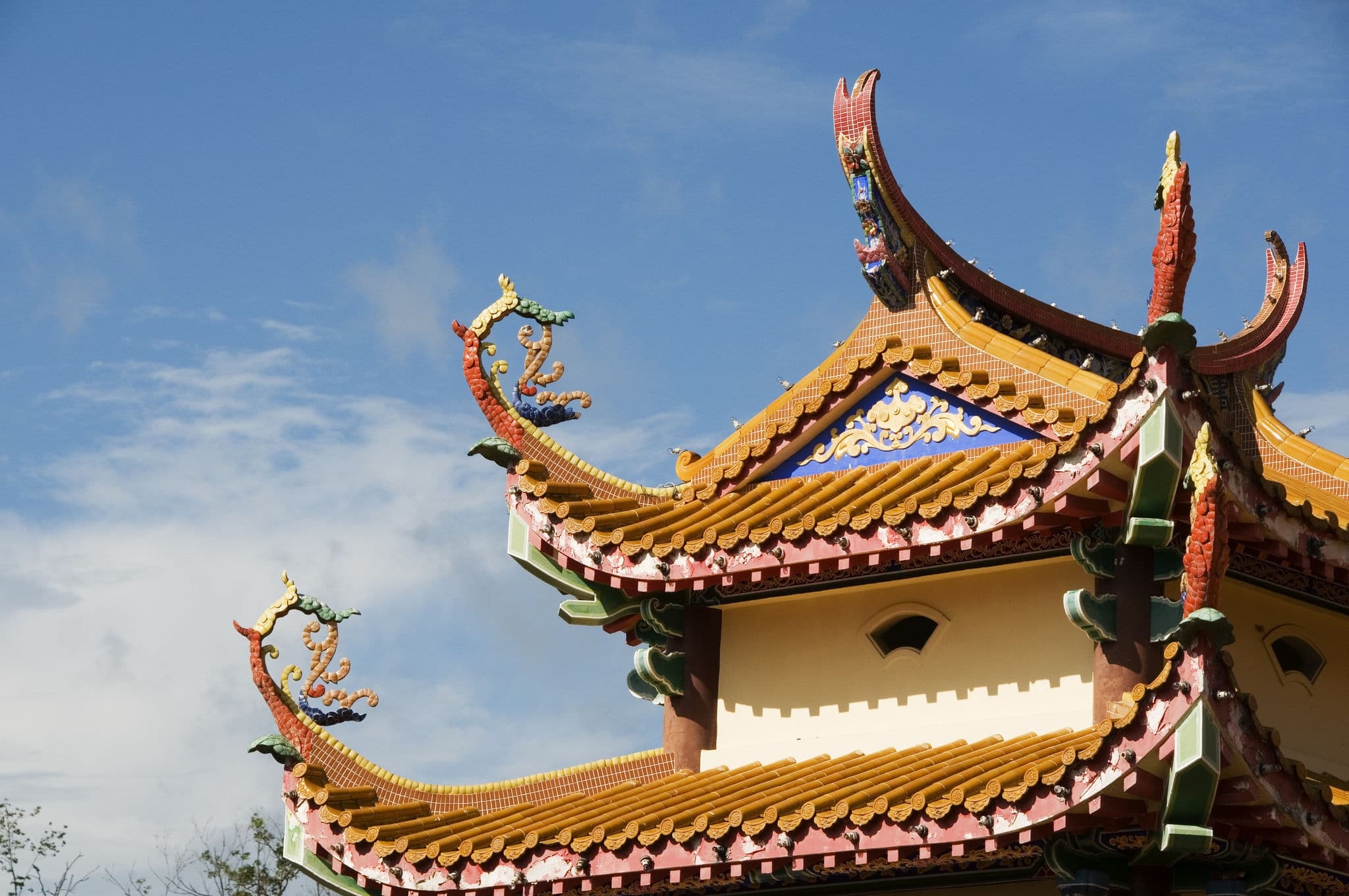 Chinese Temple Roof In Sunlight, Kek Lok Si Temple, Penang, Malaysia