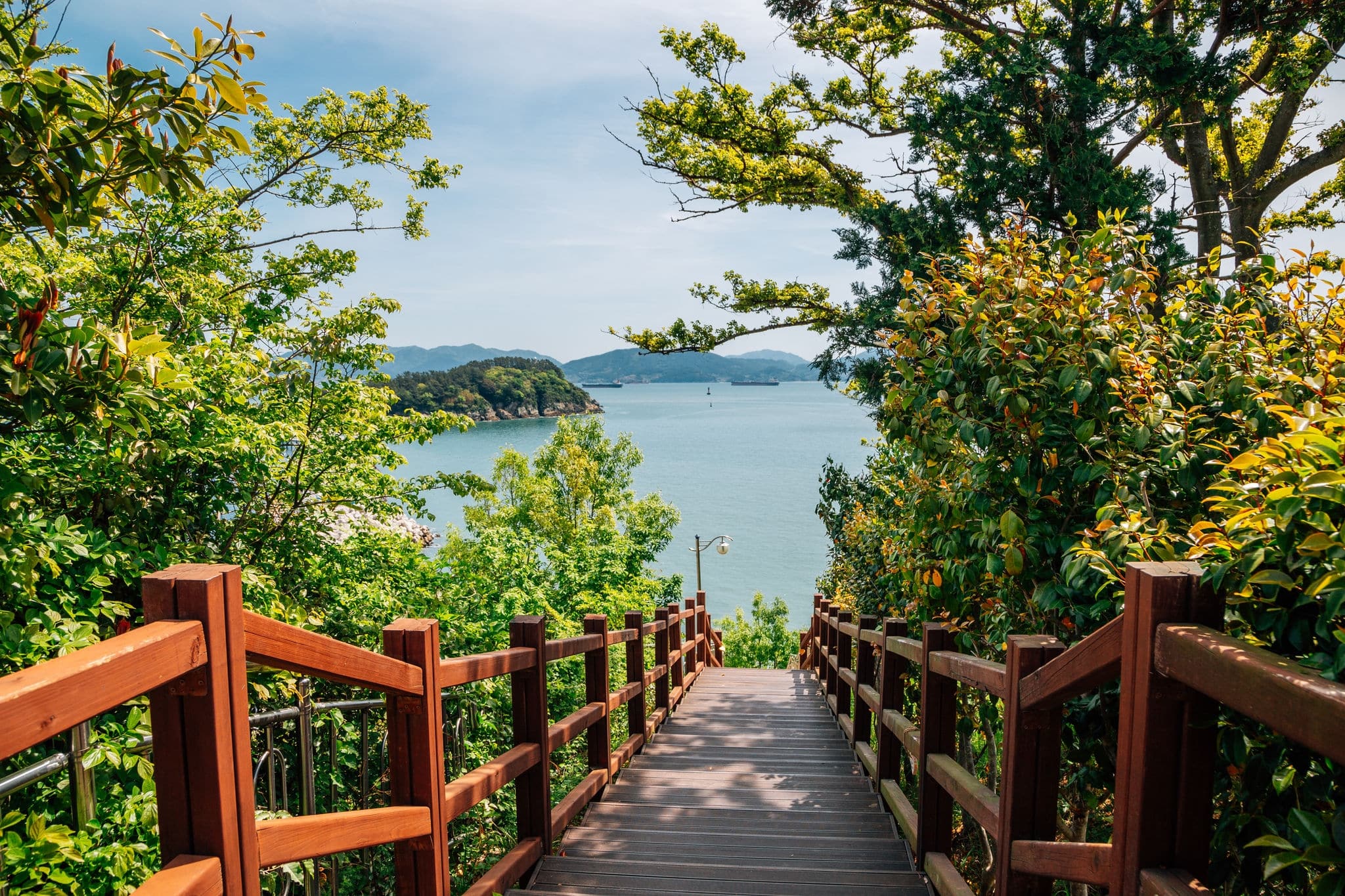 Odongdo Island and sea from Jasan Park in Yeosu, Korea