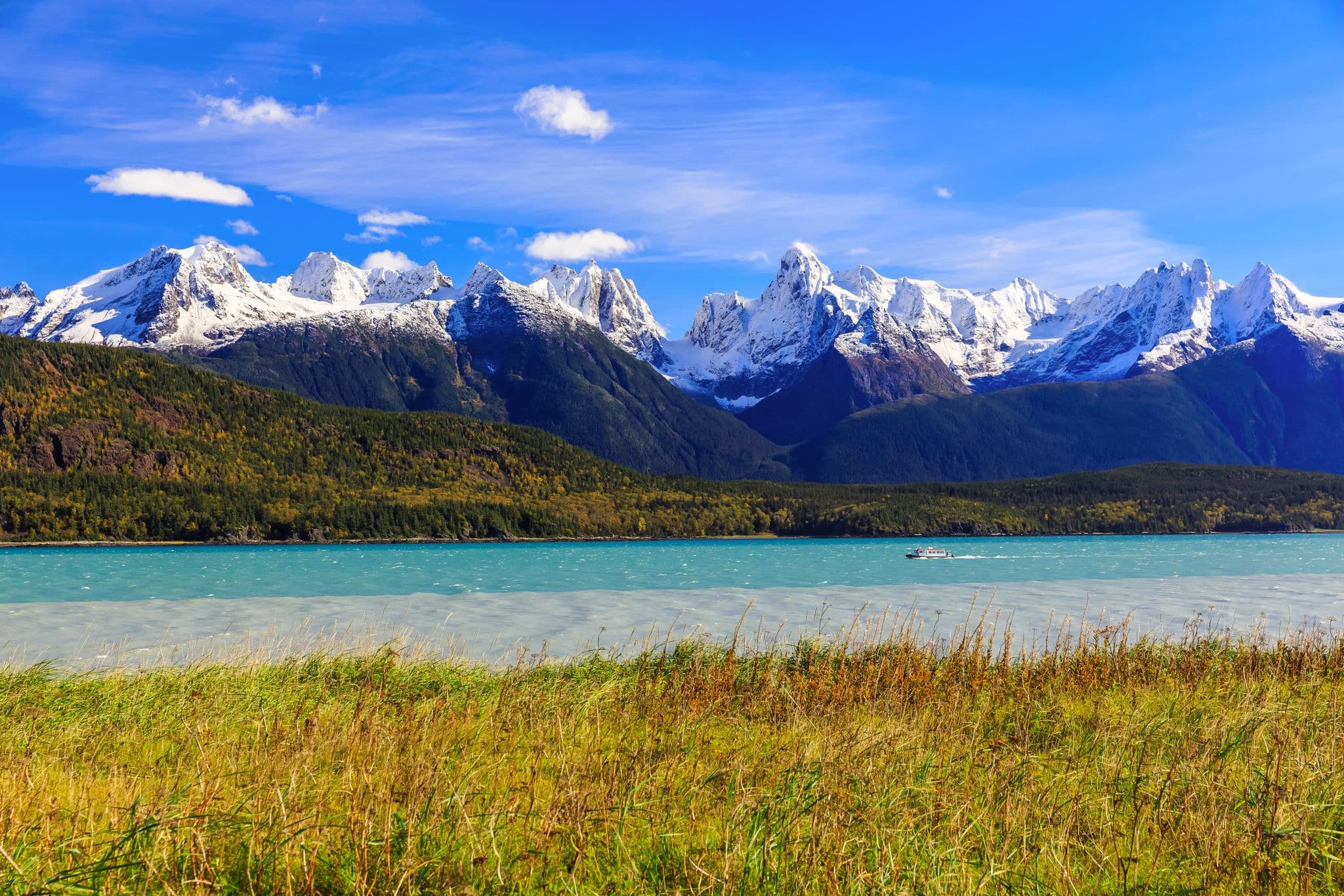 Skagway, Alaska. Chilkat Peninsula, Chilkat Inlet and the Sinclair Mountain in the background.