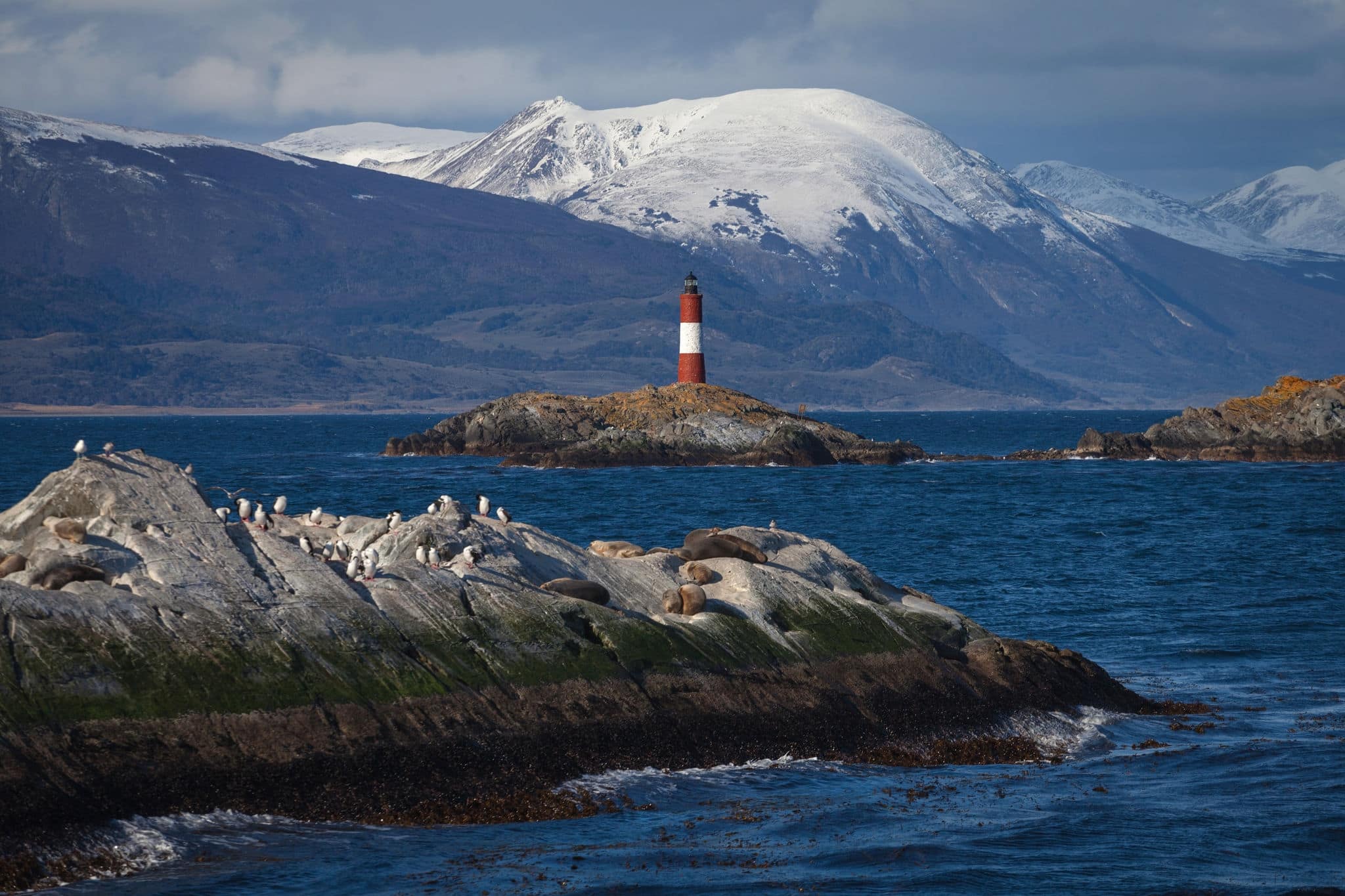 Lighthouse End of the world in the Beagle Channel, Ushuaia, Pata
