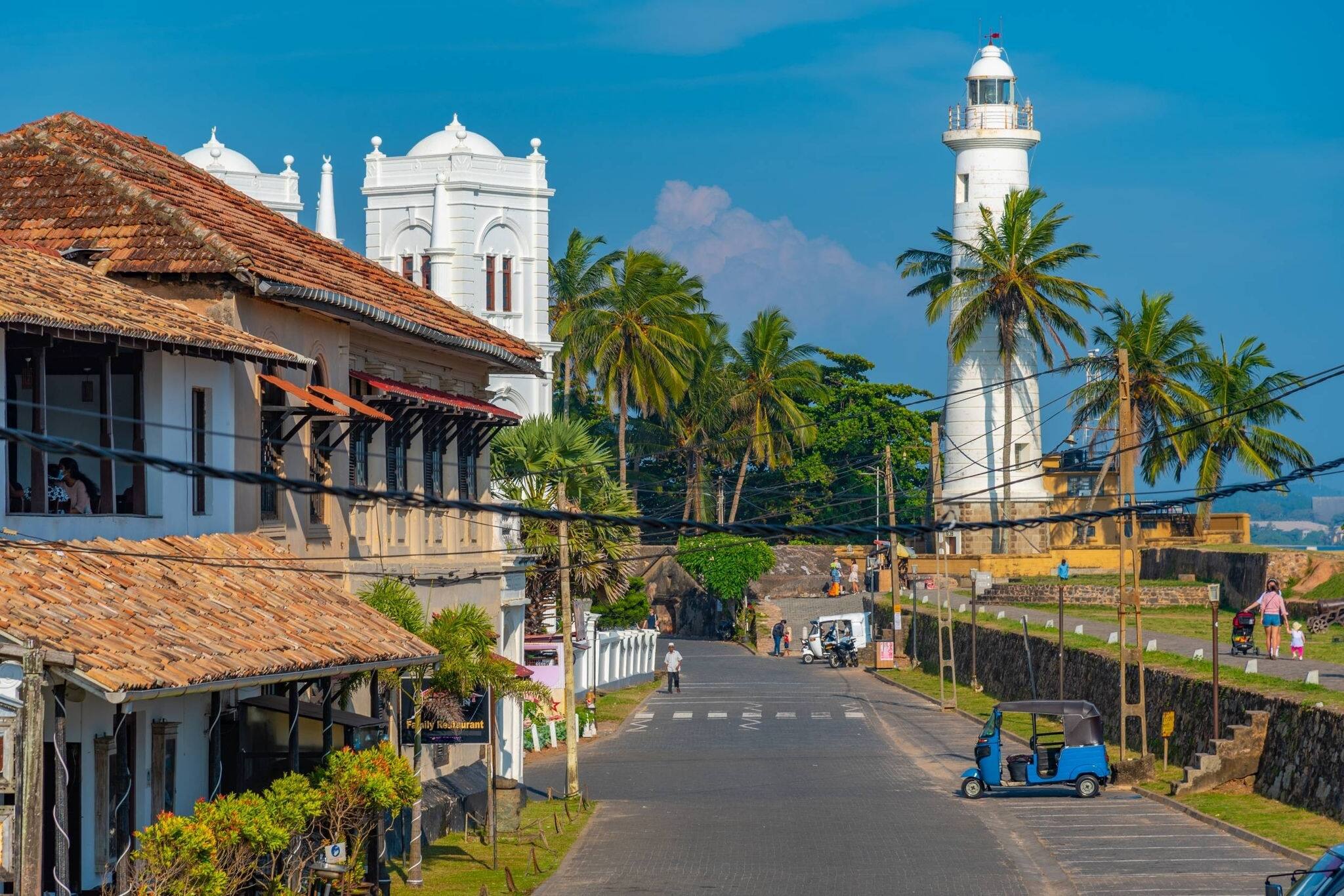 Meeran Mosque and Galle lighthouse in Sri Lanka.
