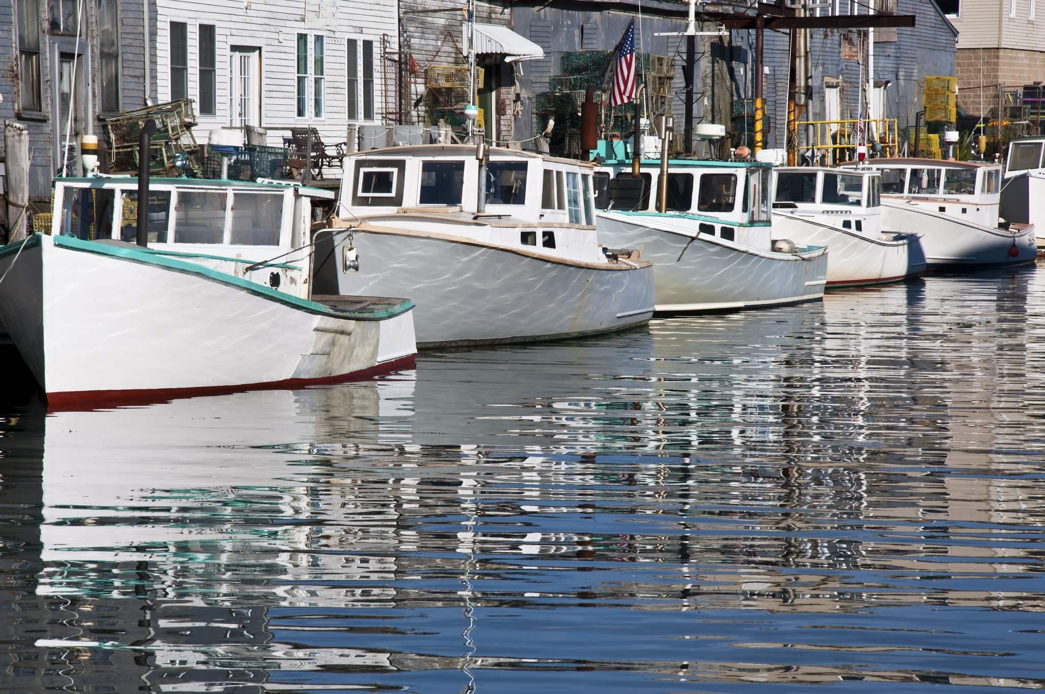 old docks and boats in Portland, Maine, USA