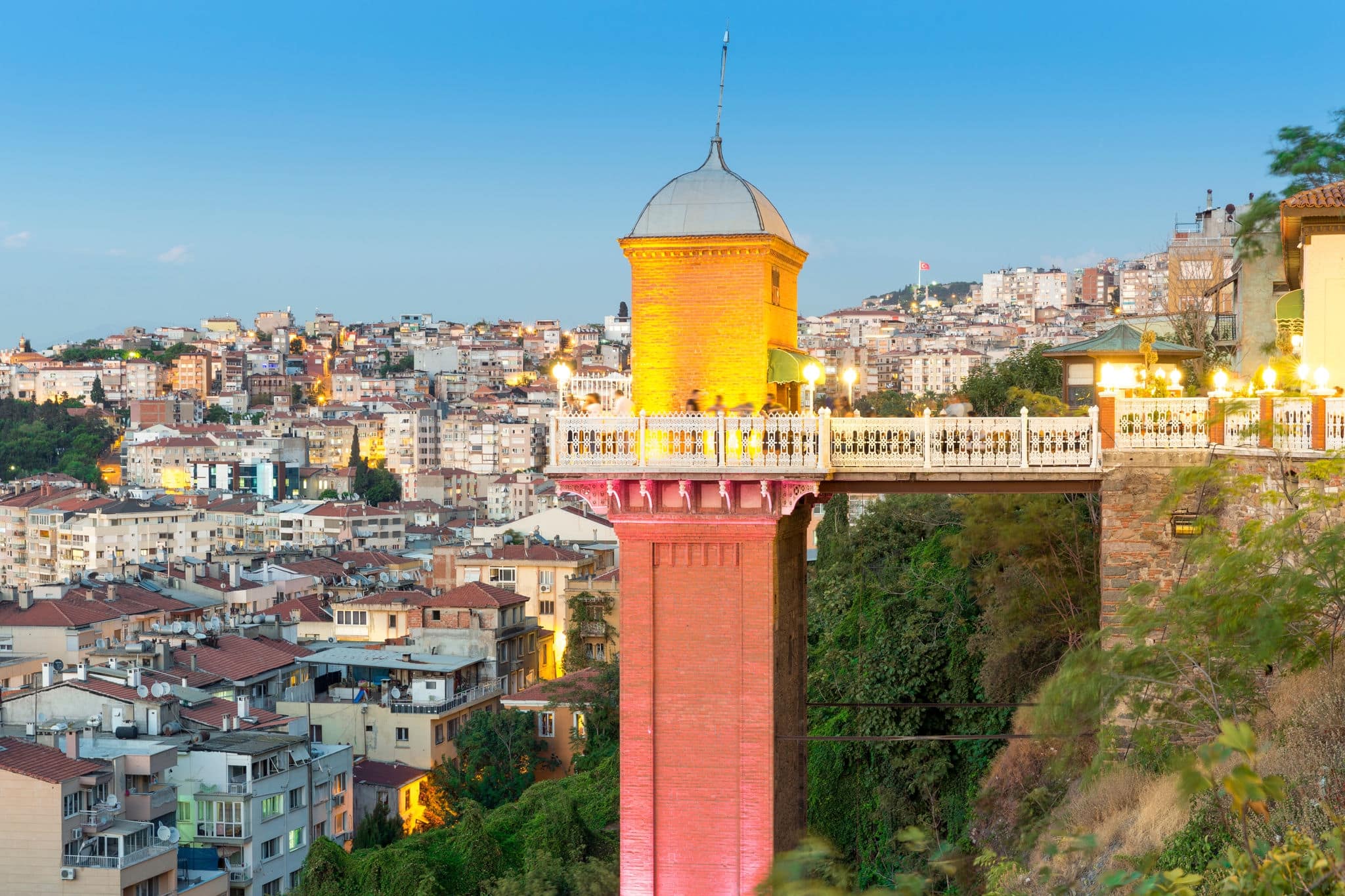 Asansor (elevator) is a historical building in Izmir's Karataş quarter, within the boundaries of the metropolitan district of Konak. It was built in 1907 as a work of public service.
