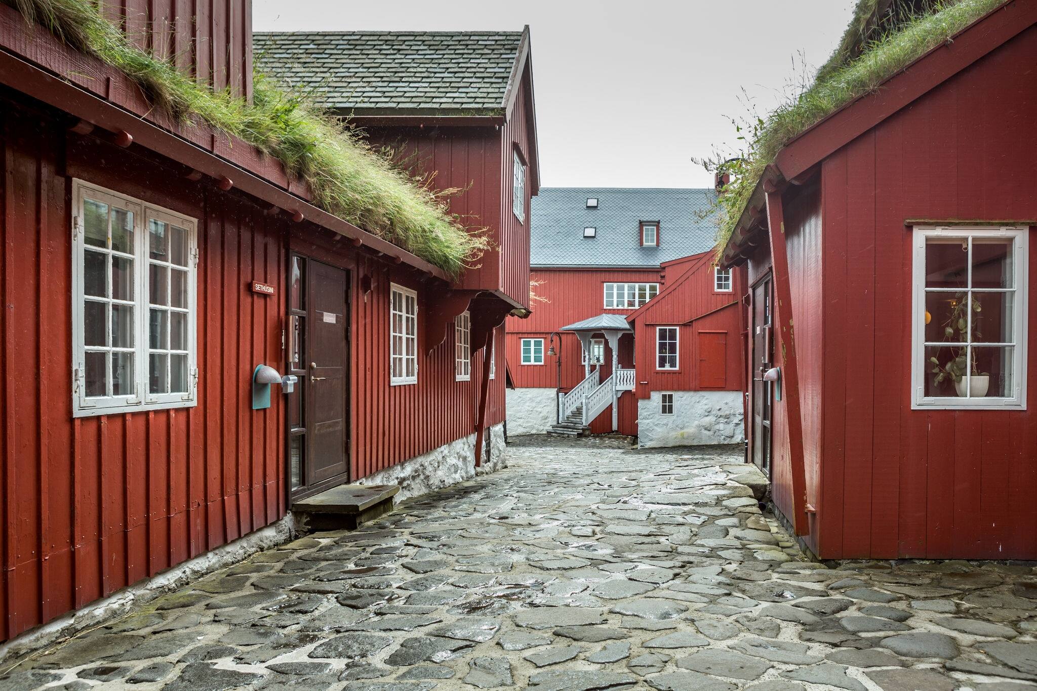 Tinganes with old parliament buildings in Torshavn, Faroe islands.