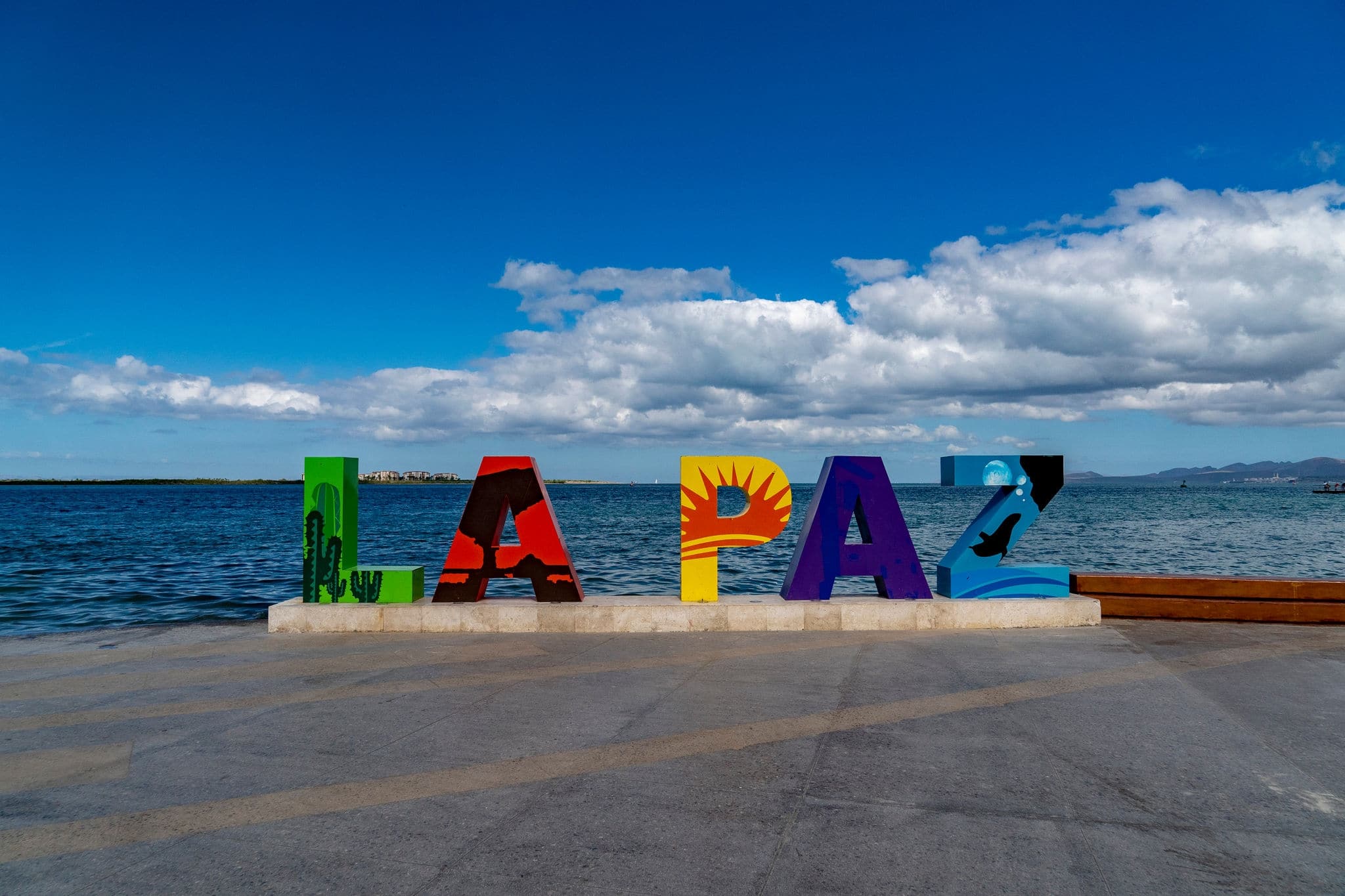 La Paz Baja California Sur, Mexico beach near the sea promenade called Malecon