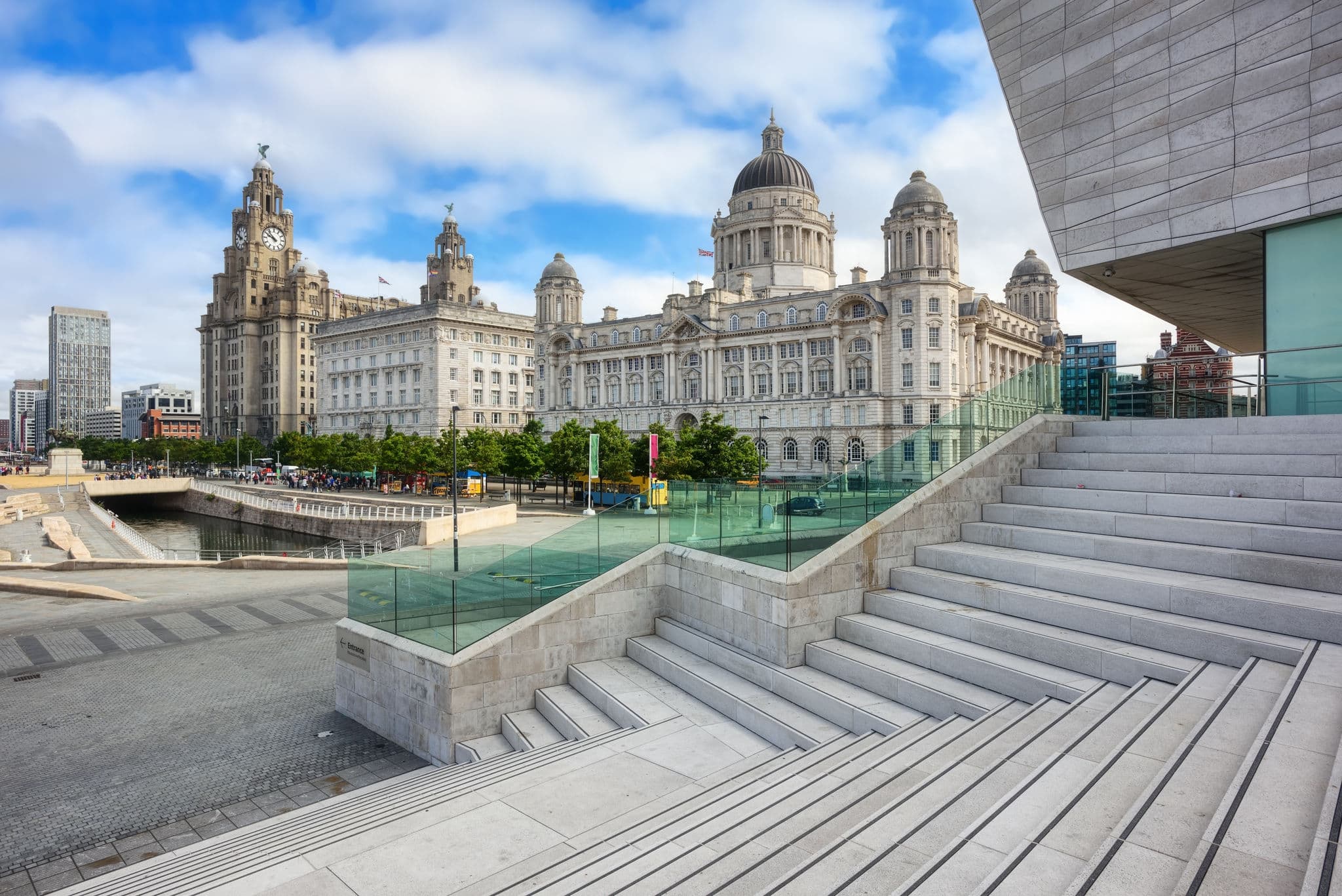 Monumental historical buildings in the Liverpool city center, England, United Kingdom