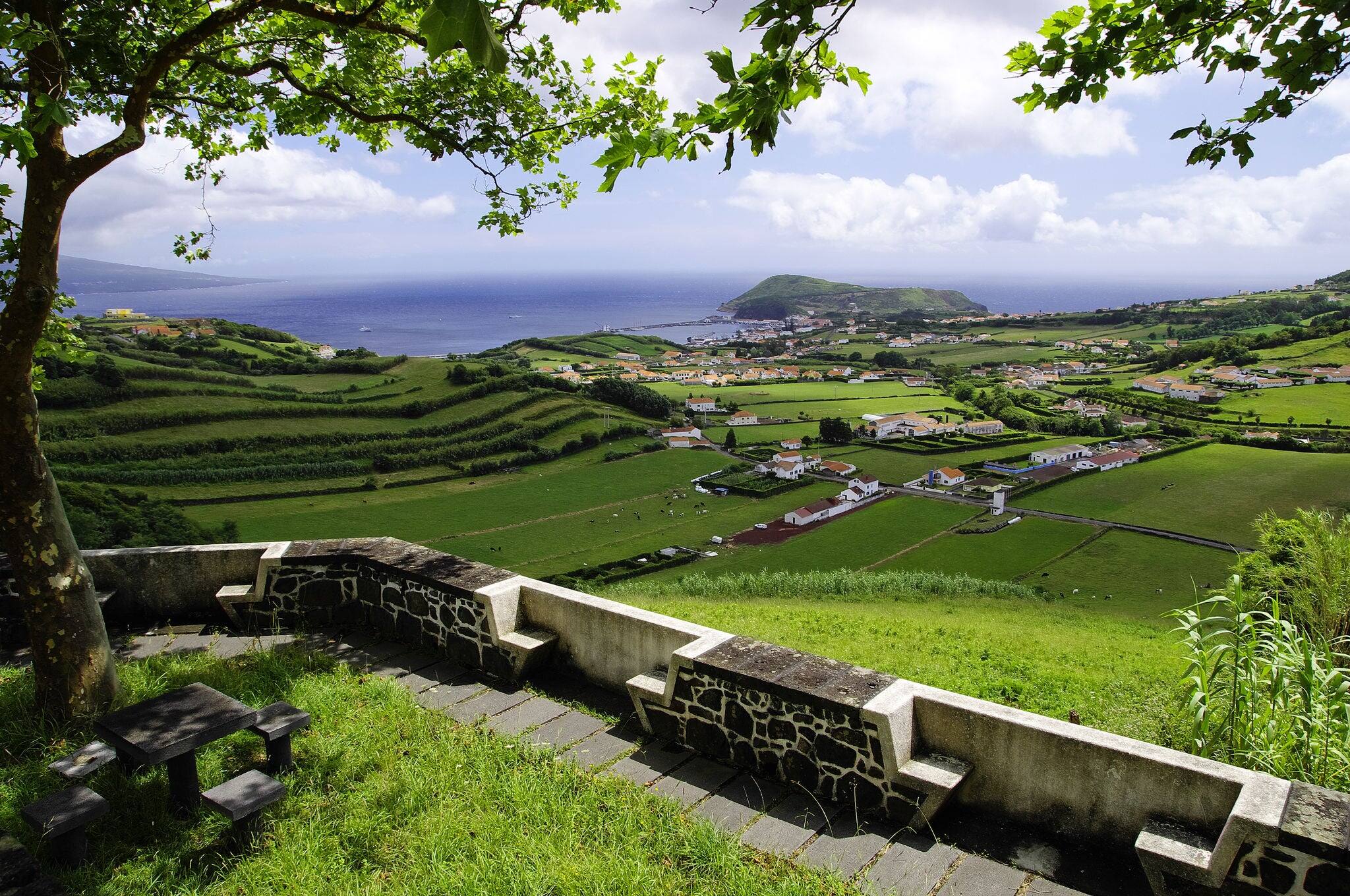 The picnic site with Bay view of Horta. Faial. Azores