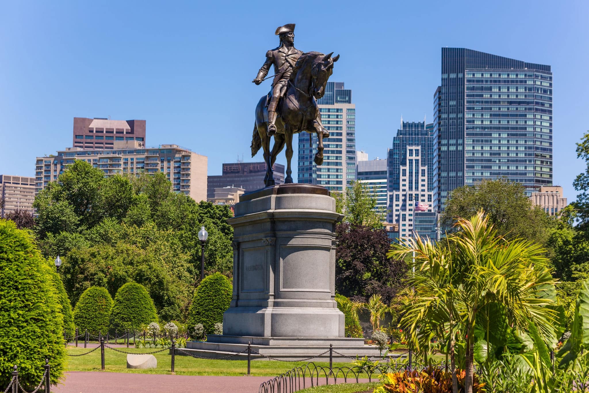 Boston Common George Washington monument at Massachusetts USA