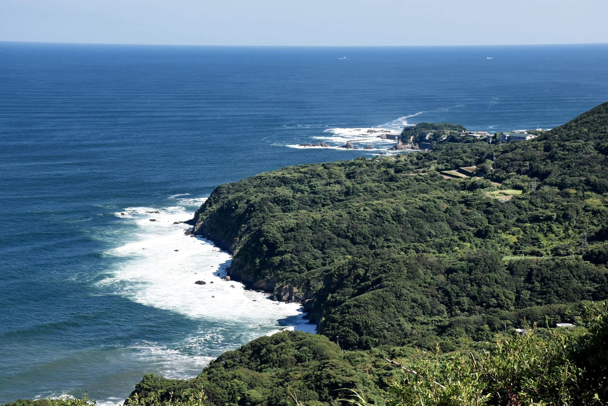 The coastline around Toba city in Mie Prefecture, Japan is the birthplace of cultured pearl and tourist attraction, exhibits pearls and pearl craft goods. Beautiful landscape on a sunny day.