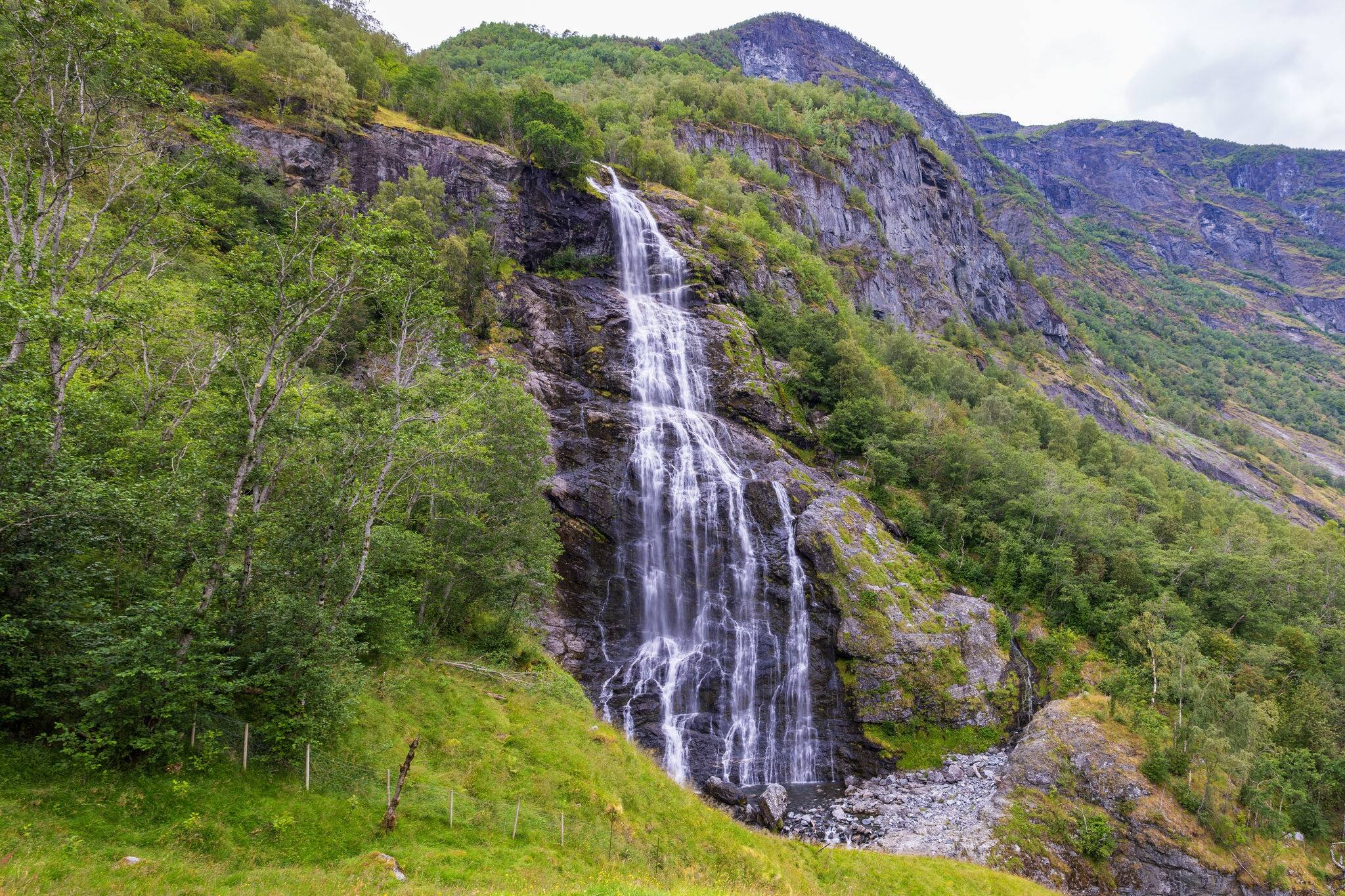 Brekkefossen waterfall in Flåm, Norway
