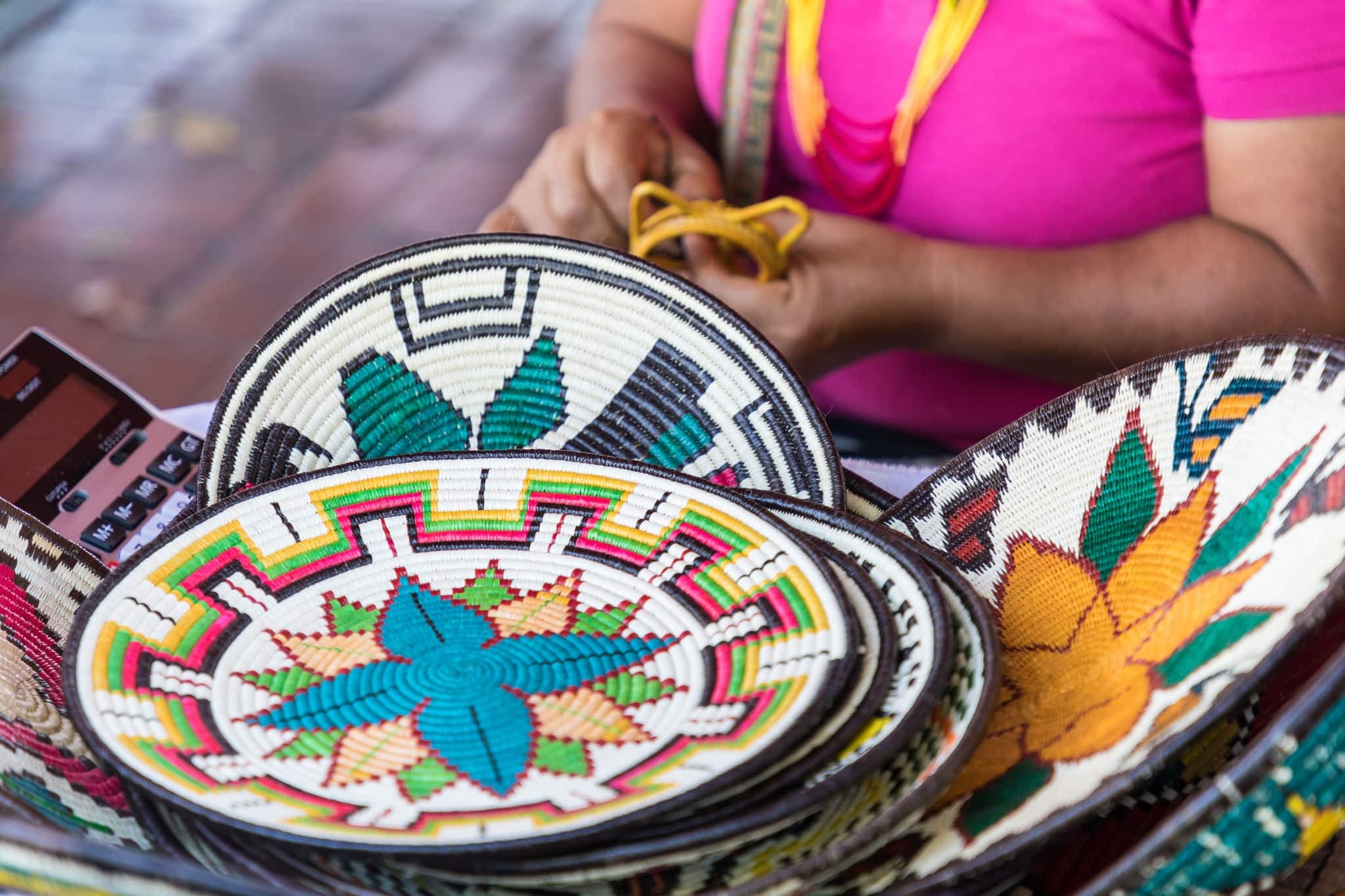 Street stall with hand-made souvenirs from Panama city