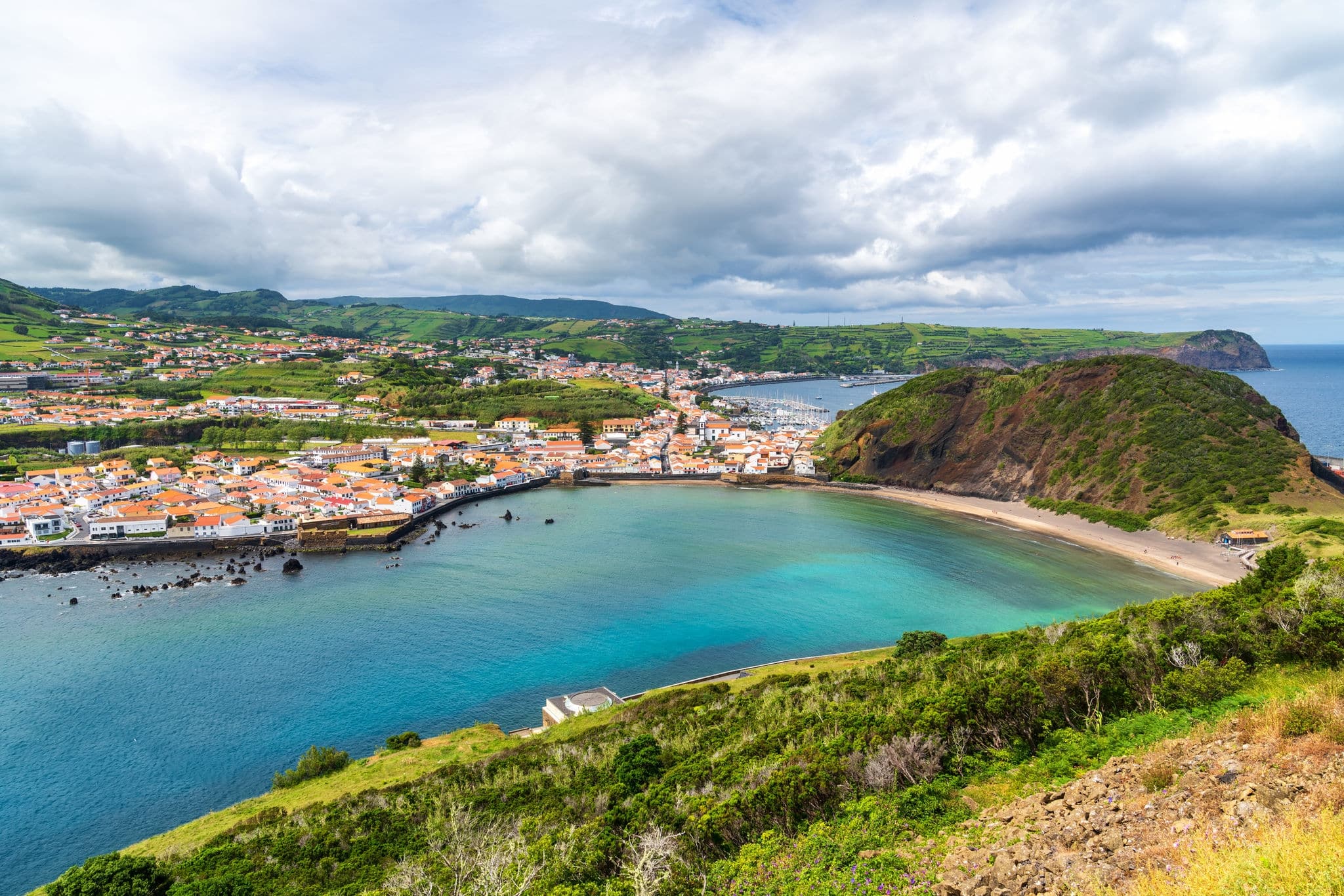 Scenic view of Horta town on Faial Island, Azores