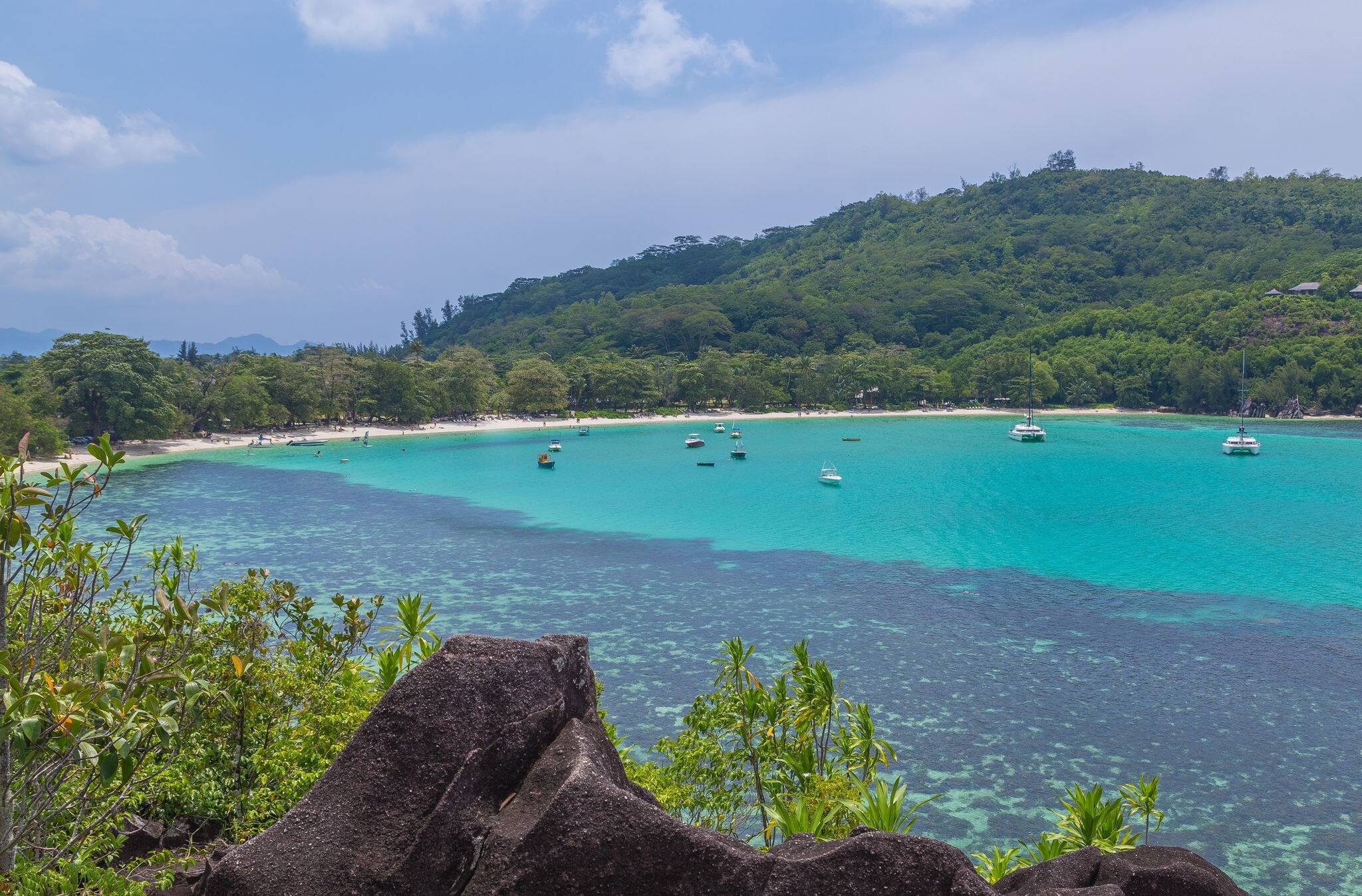 Port Launay Lagoon on Mahe Seychelles.
